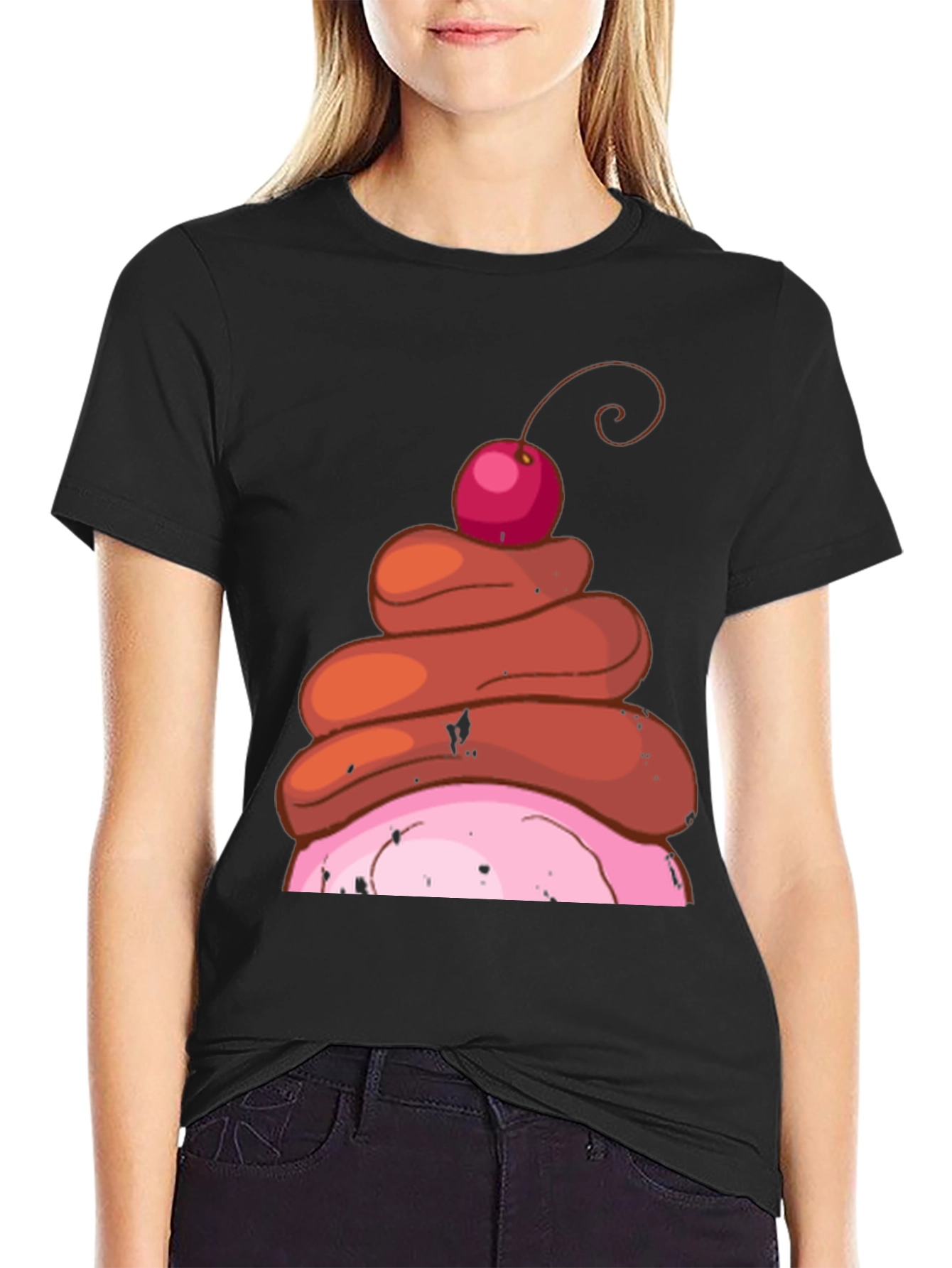 Black Funny Poop Dessert T-Shirt view 2