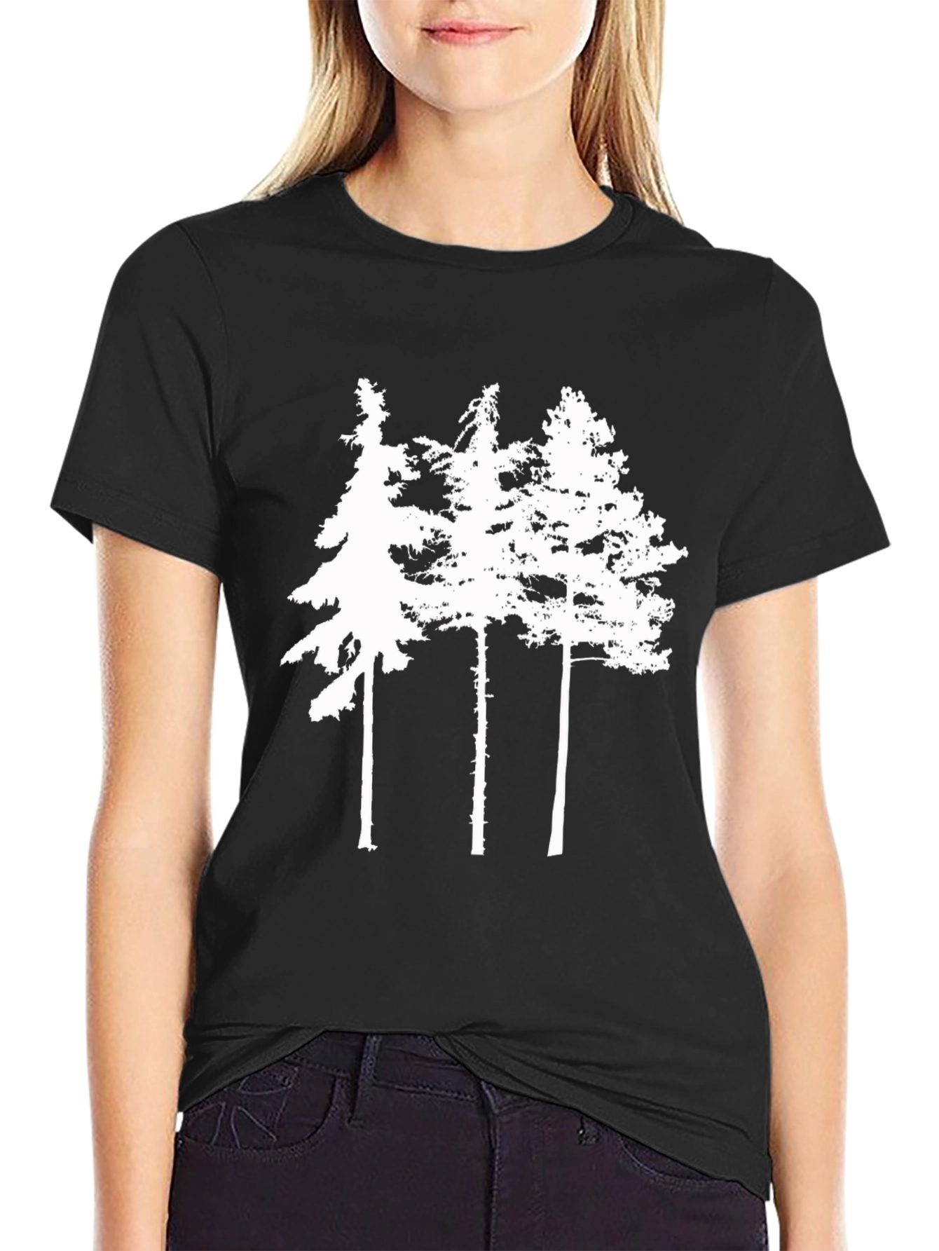 Black Nature Lover Black T-Shirt - Forest Design view 2