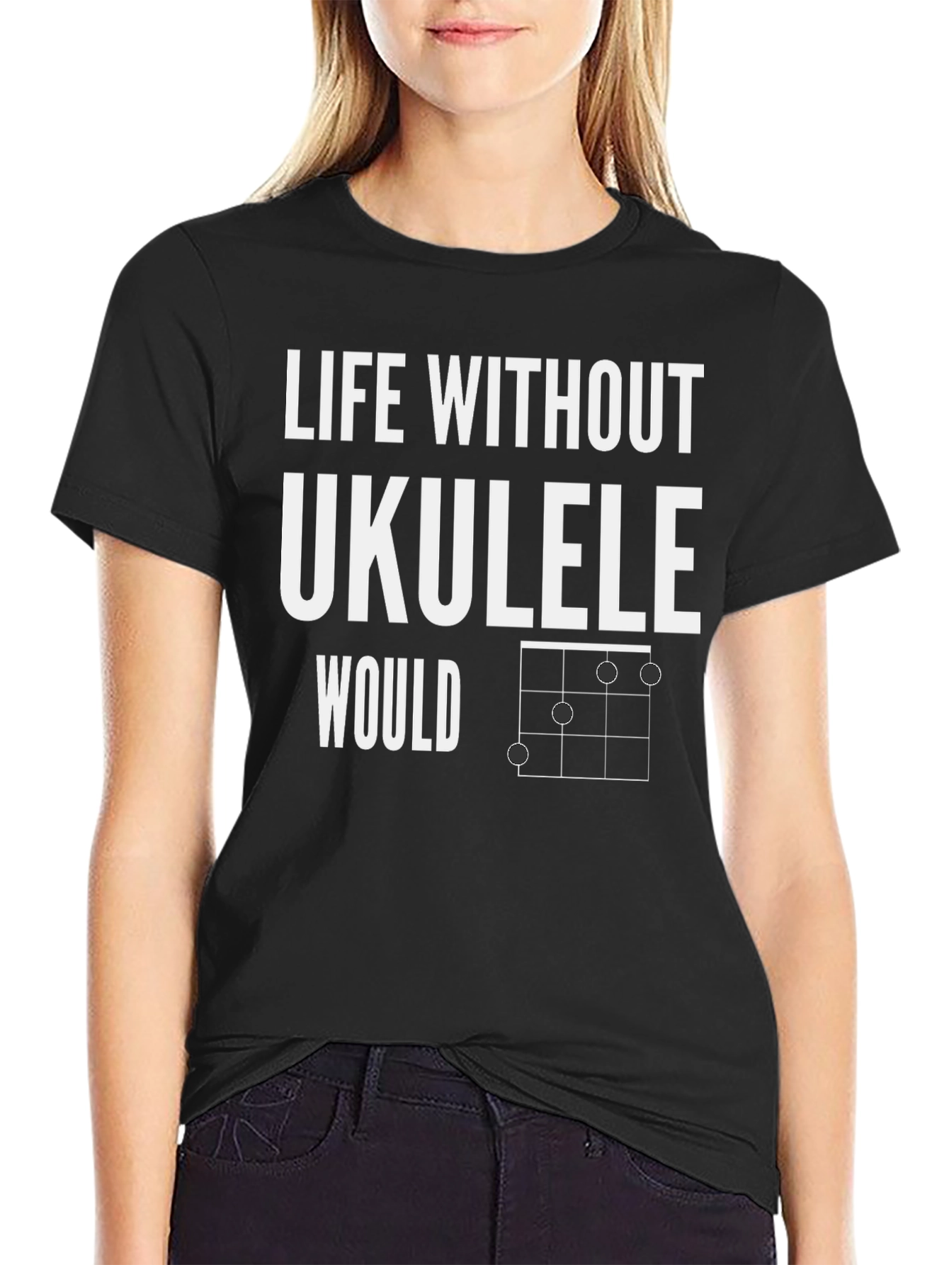 Black Life Without Ukulele T-Shirt view 2