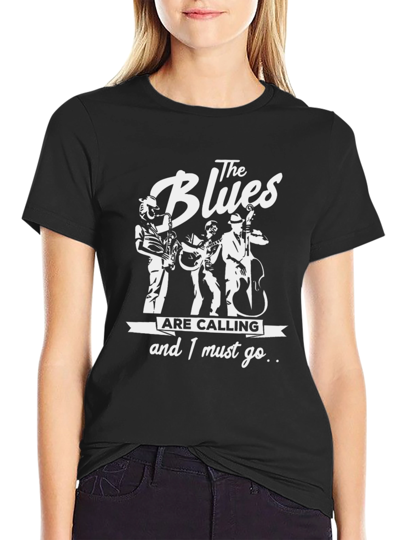 Black The Blues Are Calling Black T-Shirt view 2
