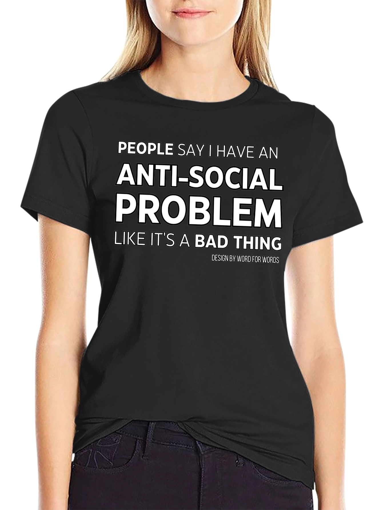 Black Anti-Social Problem T-Shirt view 2