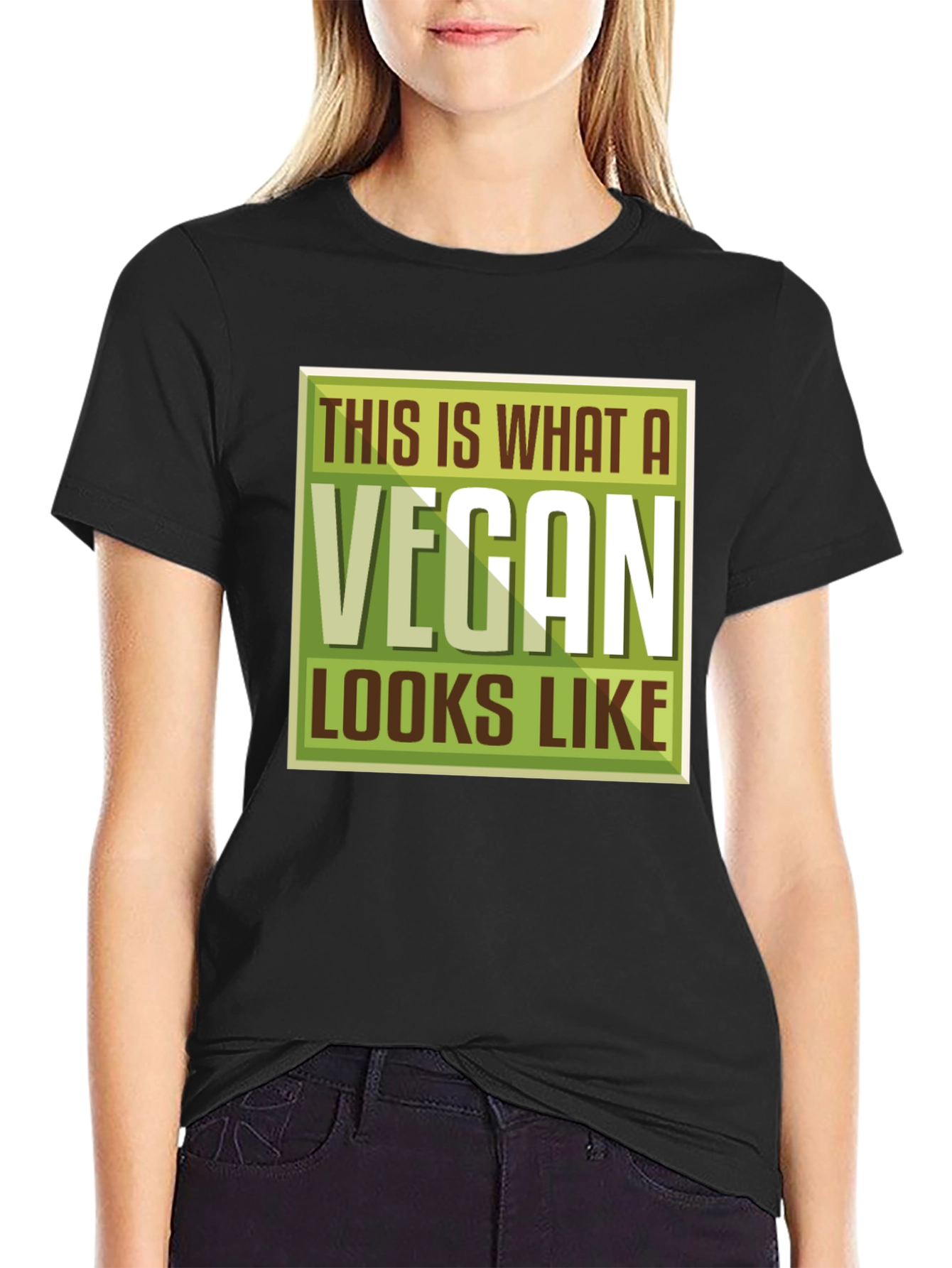 Black Vegan T-Shirt - This is What a Vegan Looks Like - Black view 2