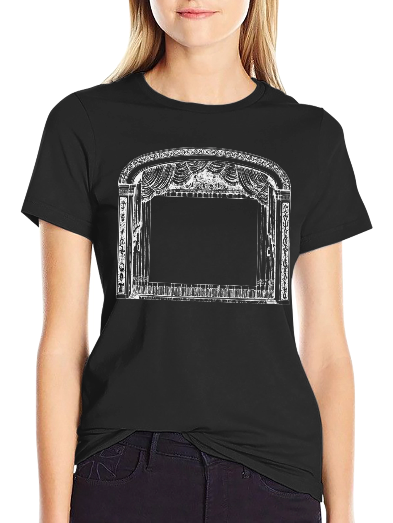 Black Vintage Theater Stage Graphic T-Shirt view 2