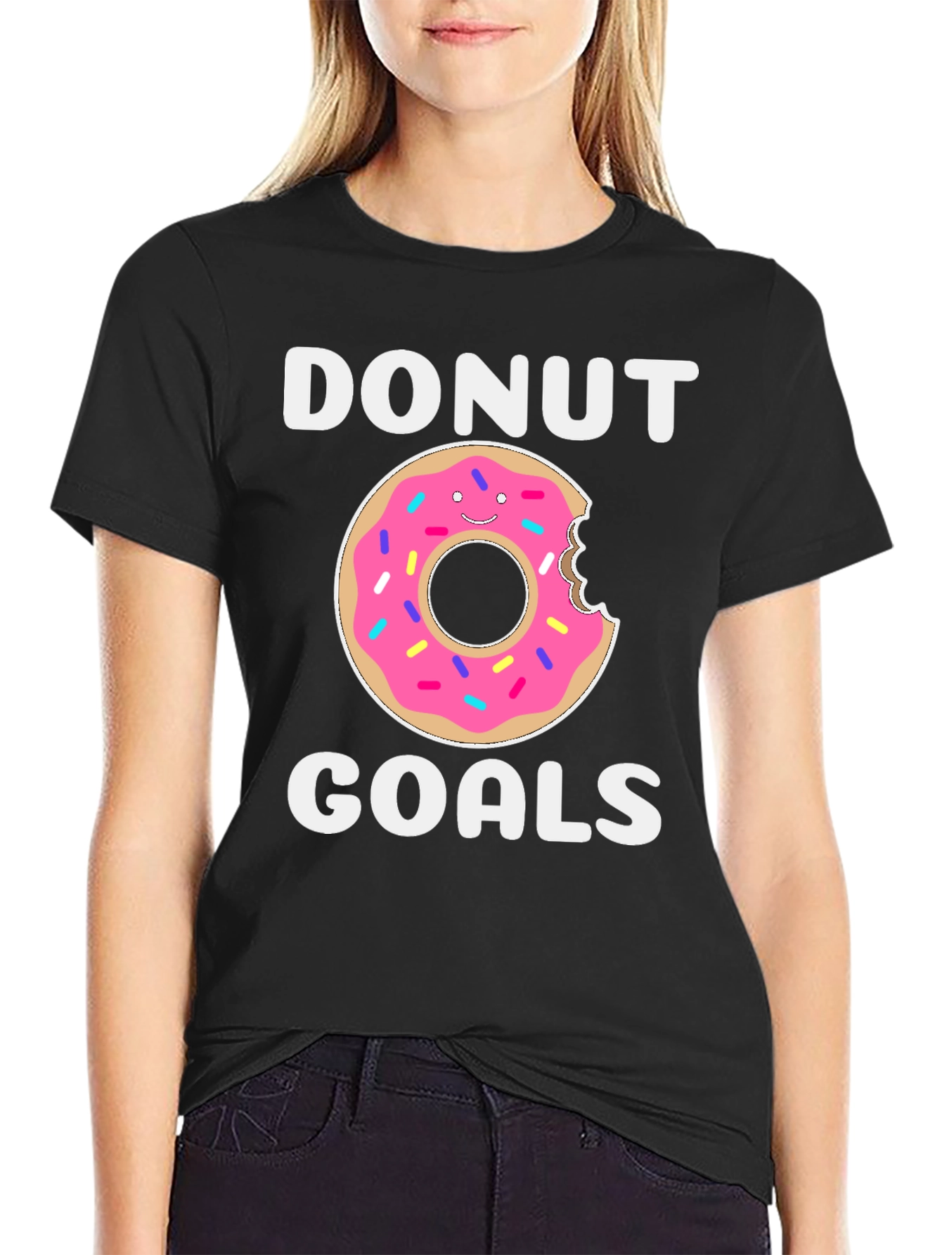 Black Donut Goals Graphic T-Shirt view 2
