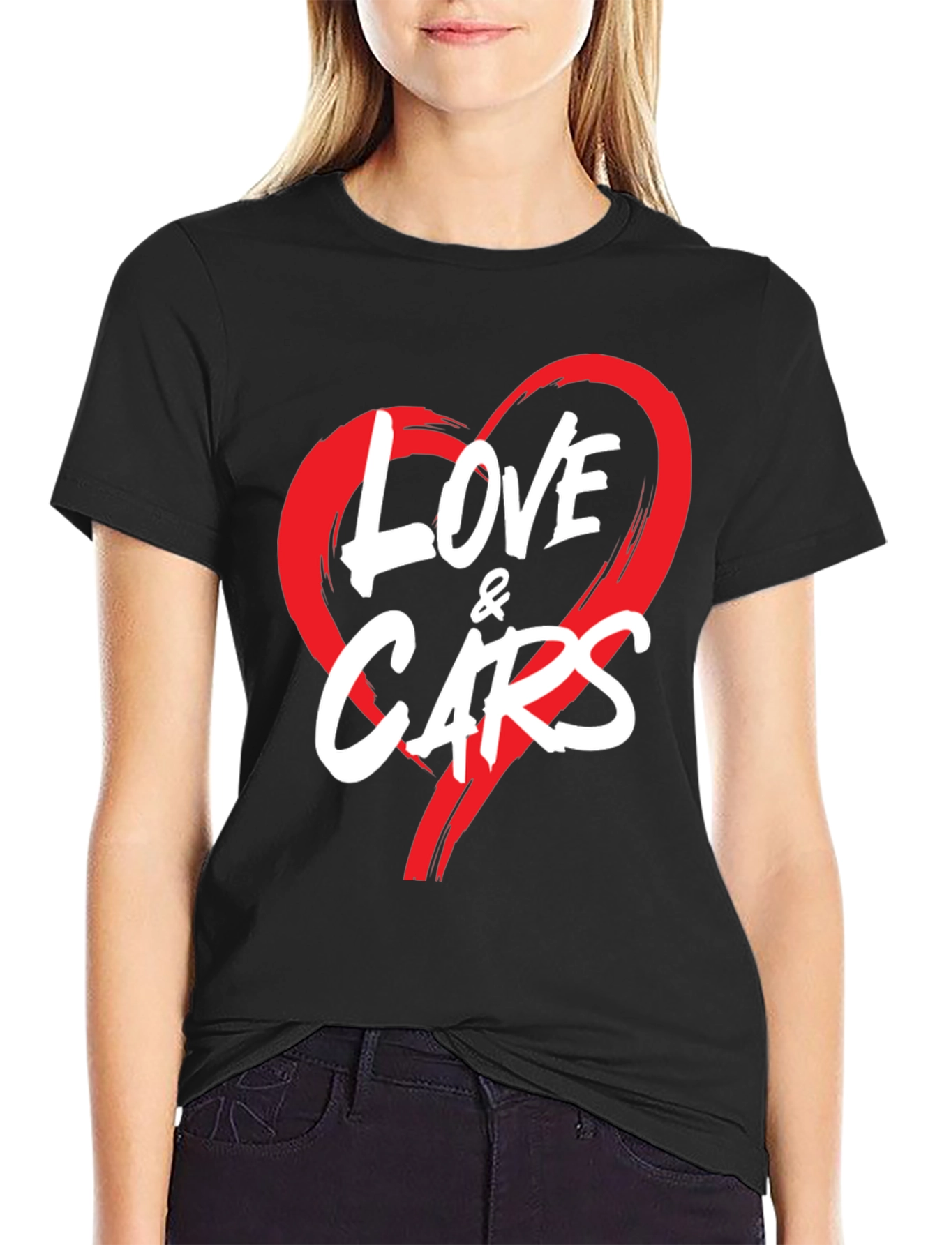 Black Love & Cars Graphic Tee - Black view 2