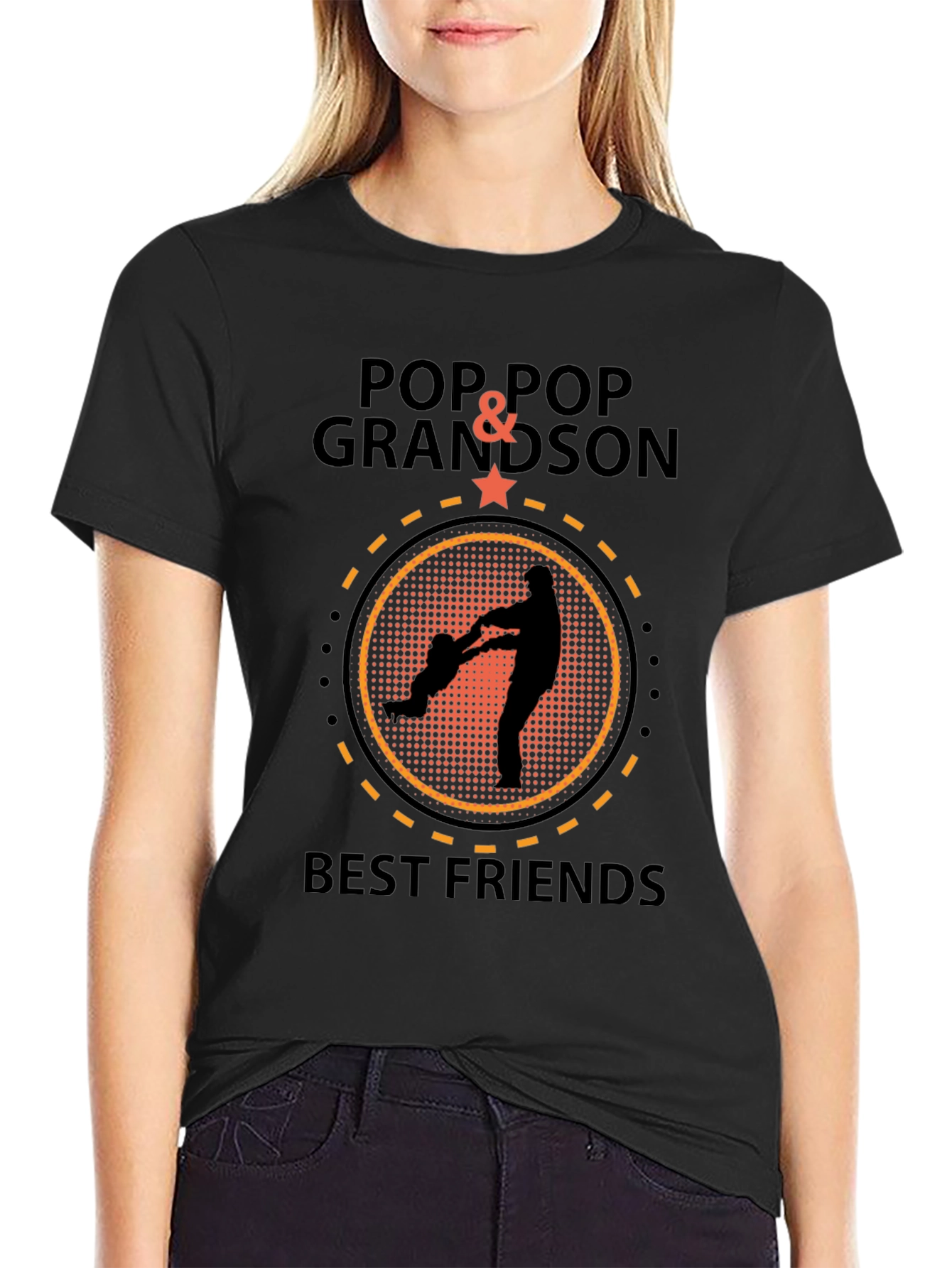 Black Pop Pop & Grandson Best Friends Black T-Shirt view 2