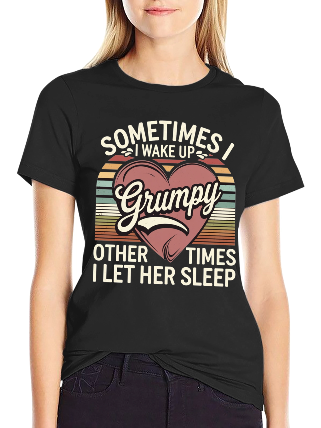 Black Grumpy I Wake Up T-Shirt view 2