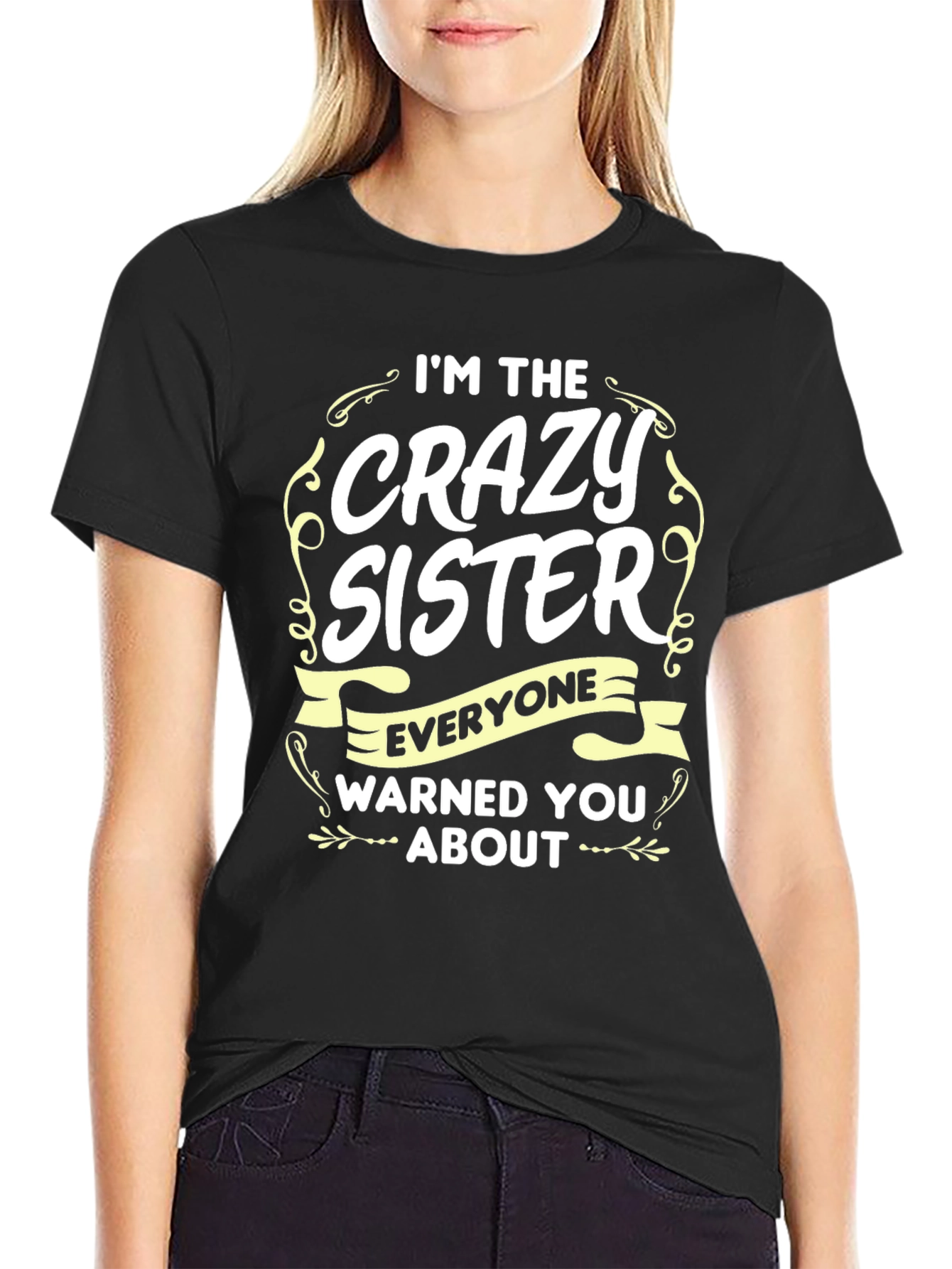 Black Crazy Sister Graphic T-Shirt view 2