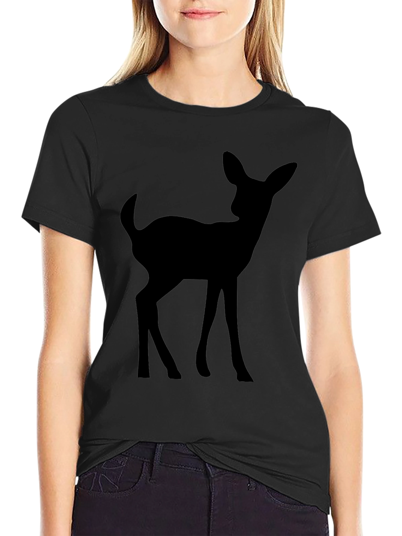 Black Black Deer Silhouette T-Shirt view 2