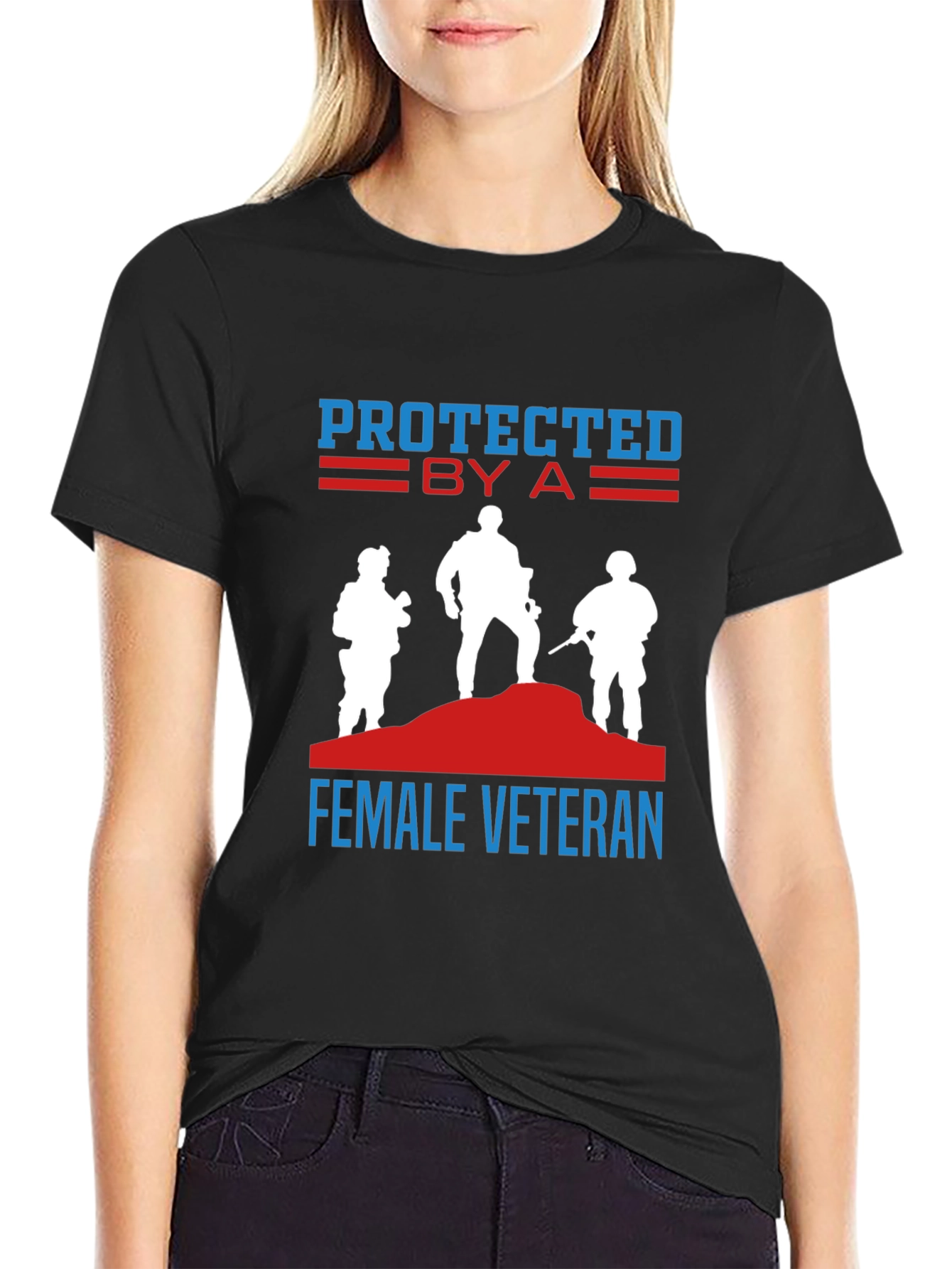 Black Protected by a Female Veteran T-Shirt view 2