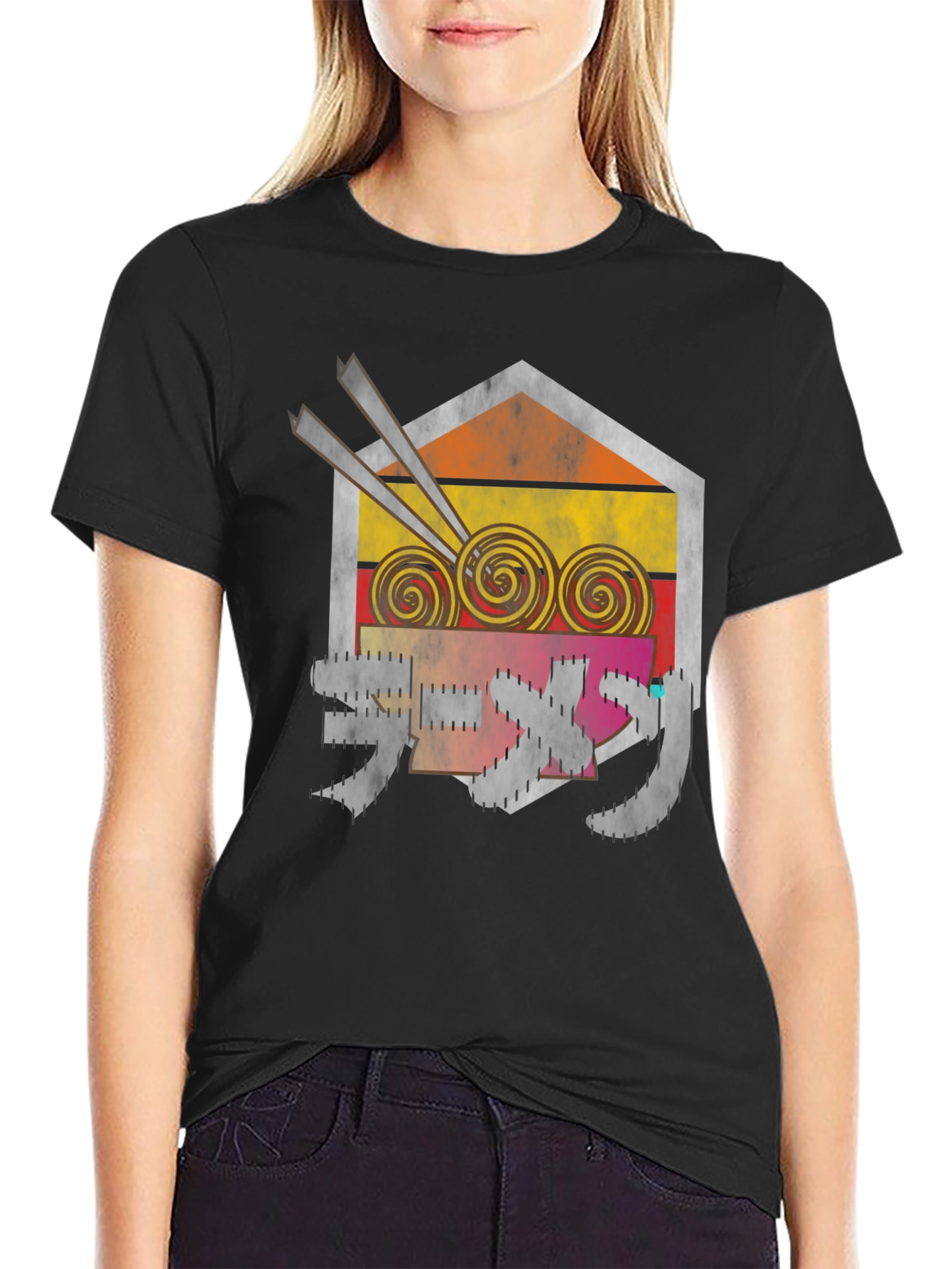 Black Ramen Kanji Graphic T-Shirt view 2