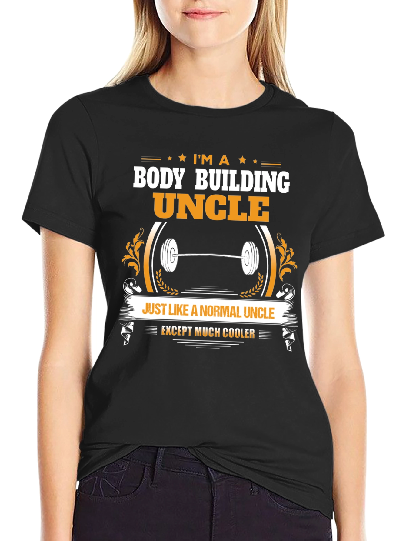 Black Body Building Uncle T-Shirt - Cooler Than Normal! view 2