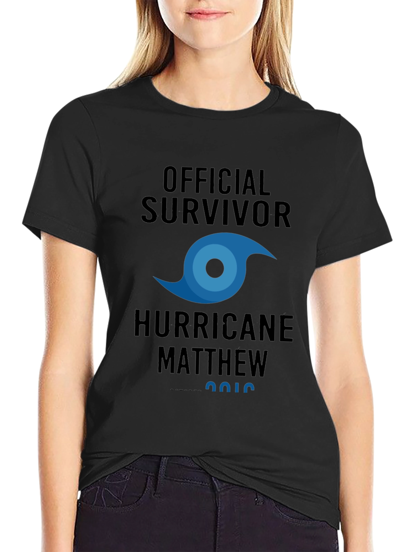 Black Official Survivor Hurricane Matthew T-Shirt view 2