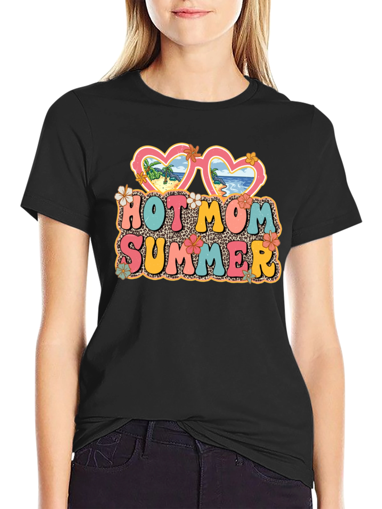 Black Hot Mom Summer Graphic T-Shirt, Unisex view 2