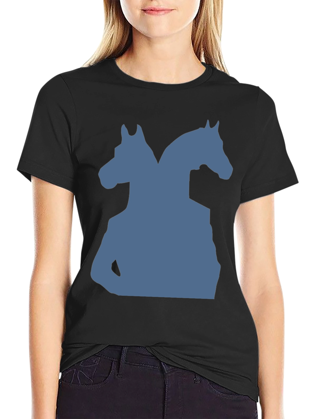 Black Two-Headed Horse Graphic Tee - Black view 2