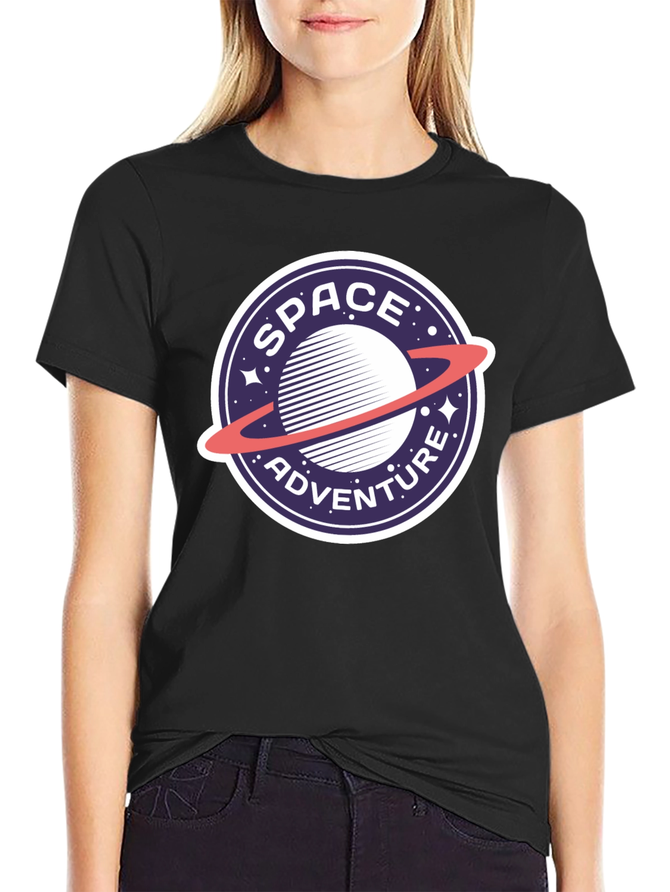 Black Space Adventure Graphic Tee - Cool & Comfy T-Shirt view 2