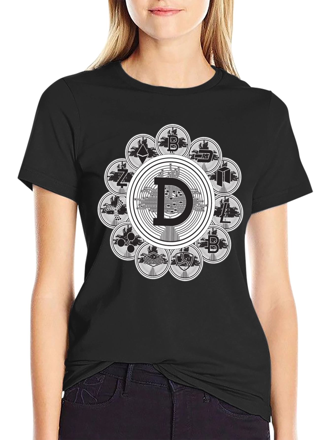 Black Crypto Coin Black T-Shirt view 2