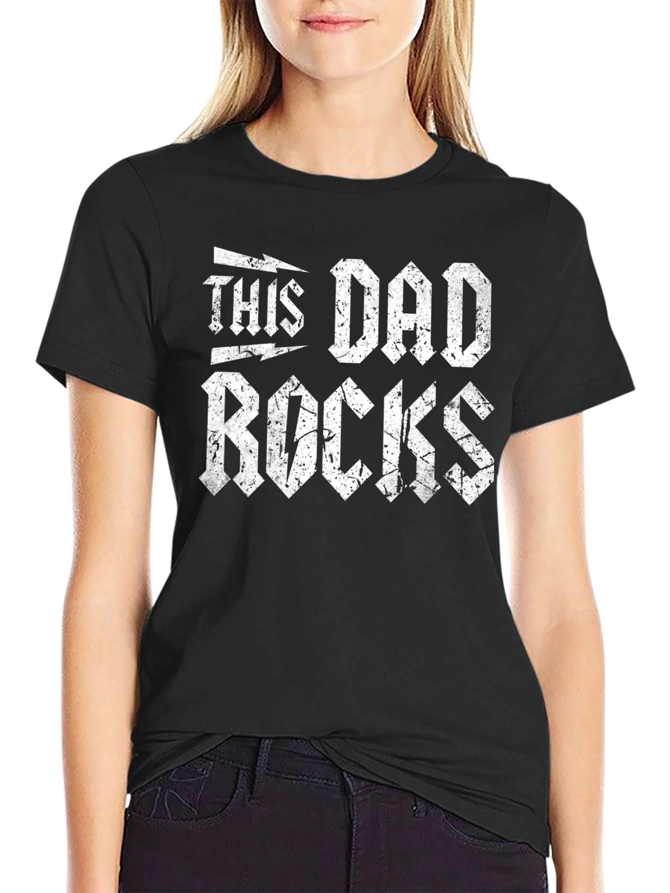 Black This Dad Rocks T-Shirt - Father's Day Gift view 2
