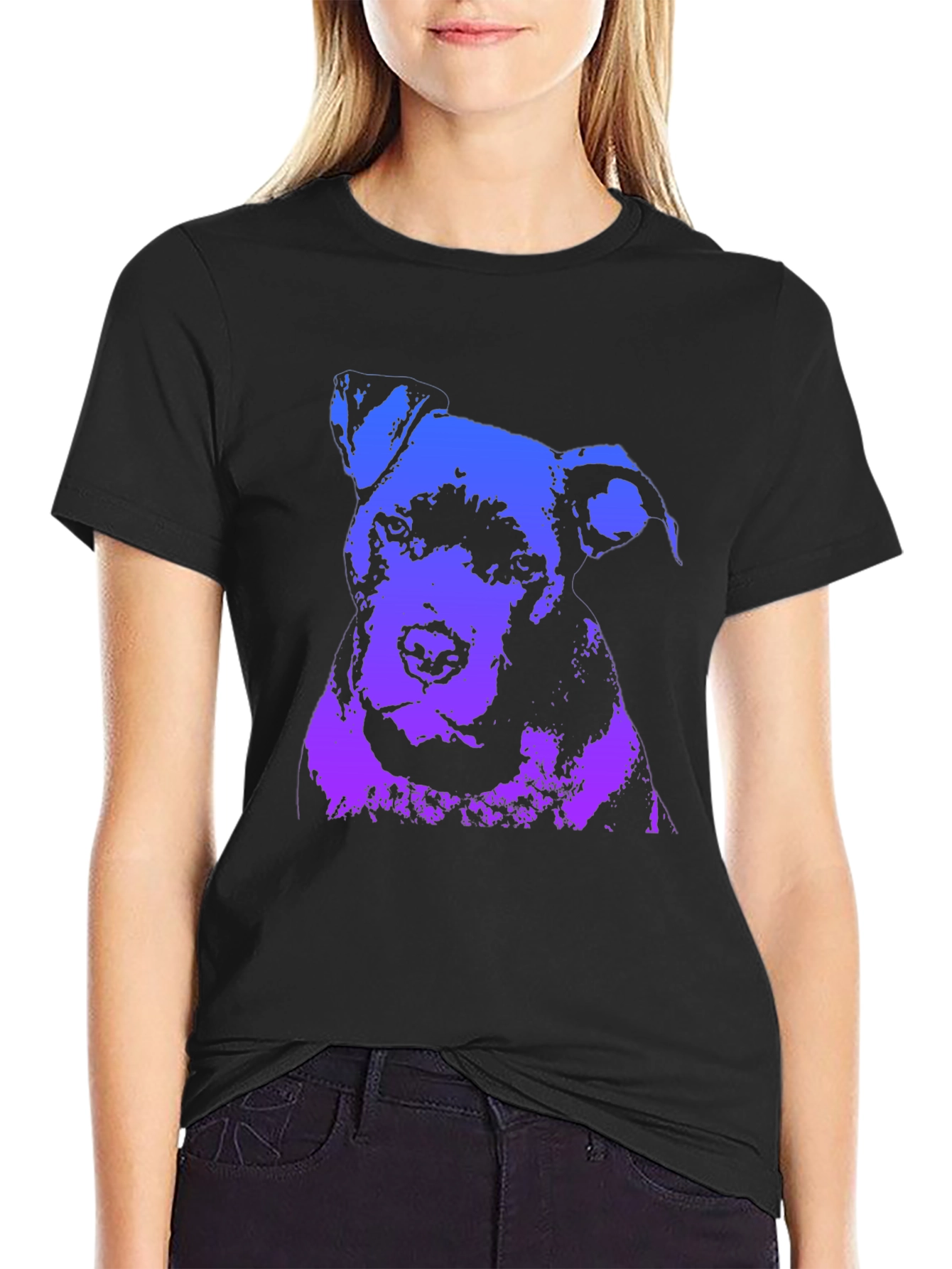 Black Dog Graphic Print Crew Neck T-Shirt view 2