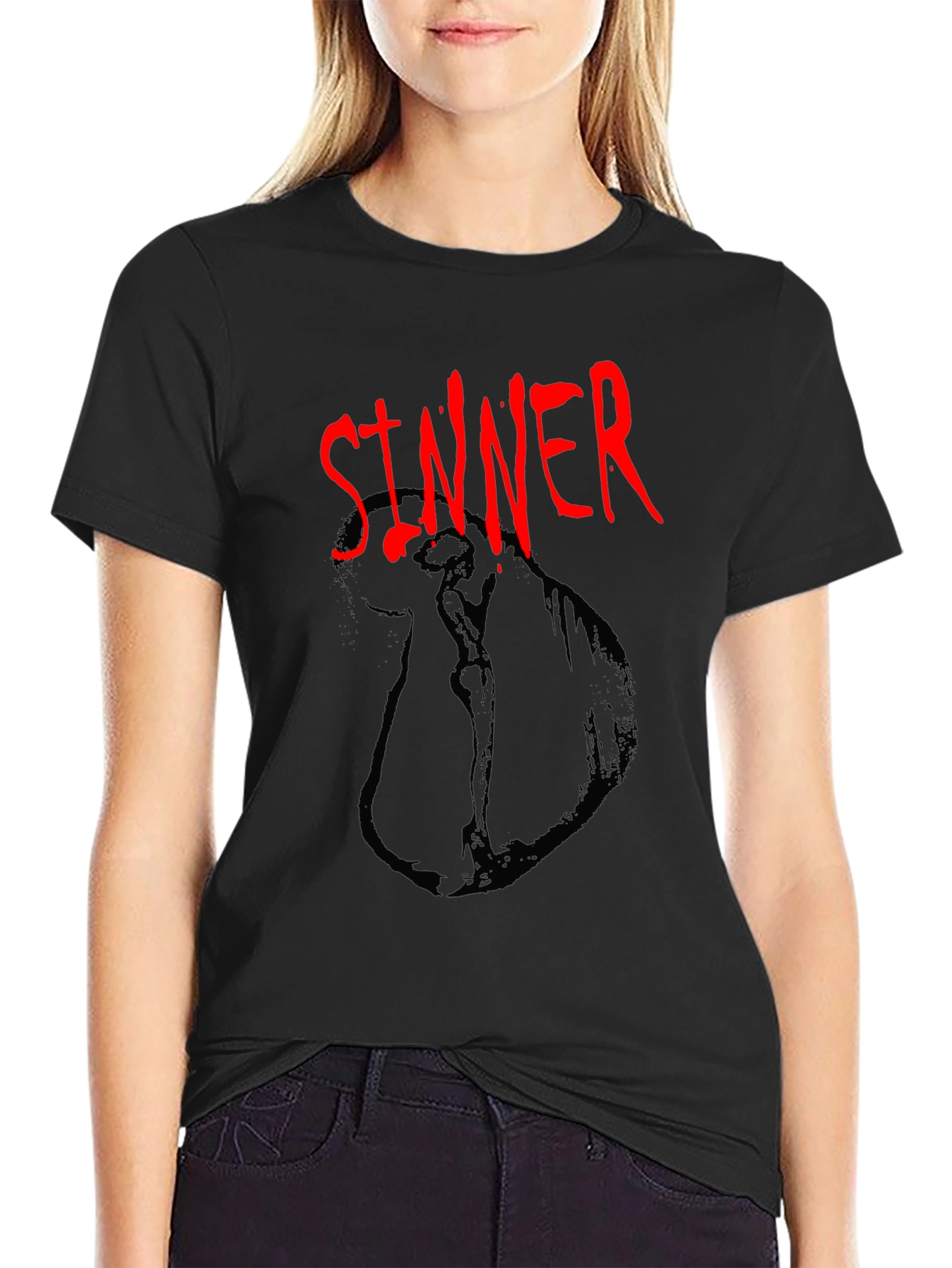 Black Sinner Graphic Tee - Dark Humor Fashion view 2