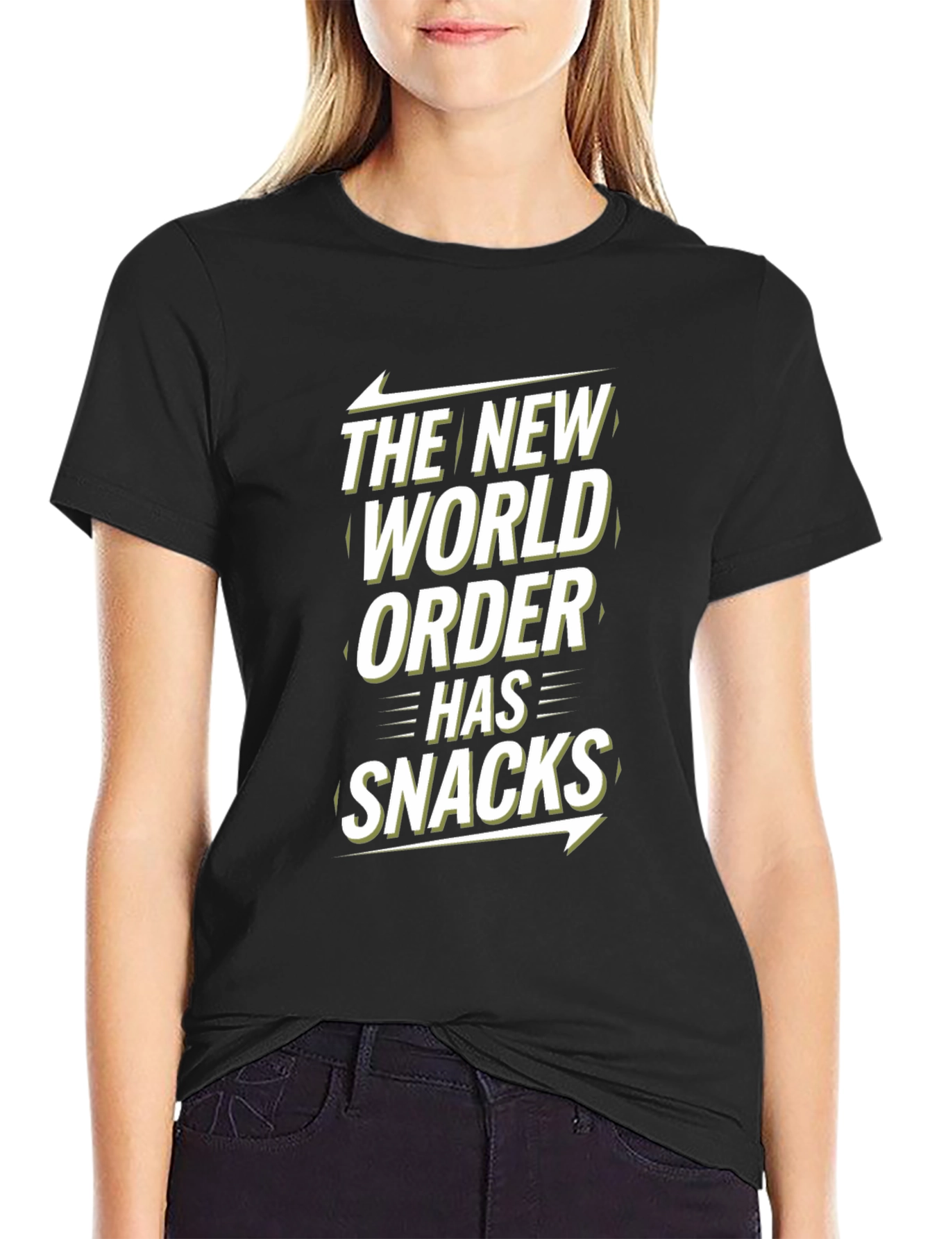 Black New World Order Snacks Tee - Funny Graphic T-Shirt view 2