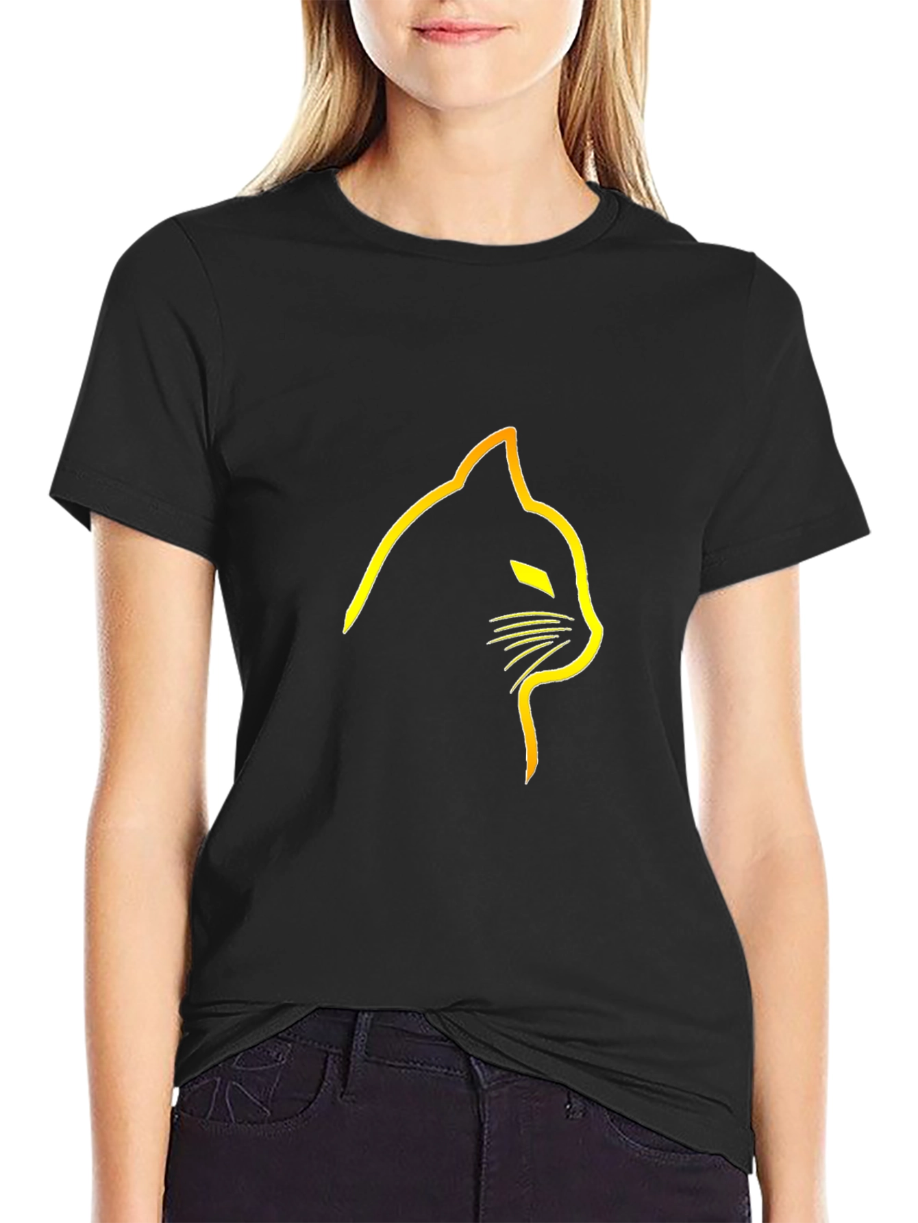 Black Black Cat Silhouette T-Shirt view 2