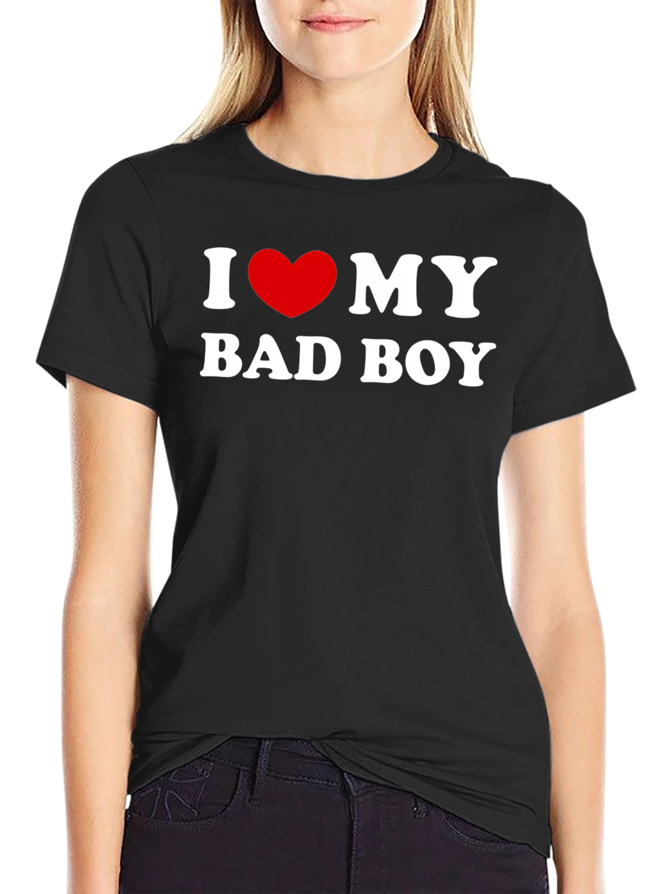 Black I Love My Bad Boy T-Shirt - Black Graphic Tee view 2
