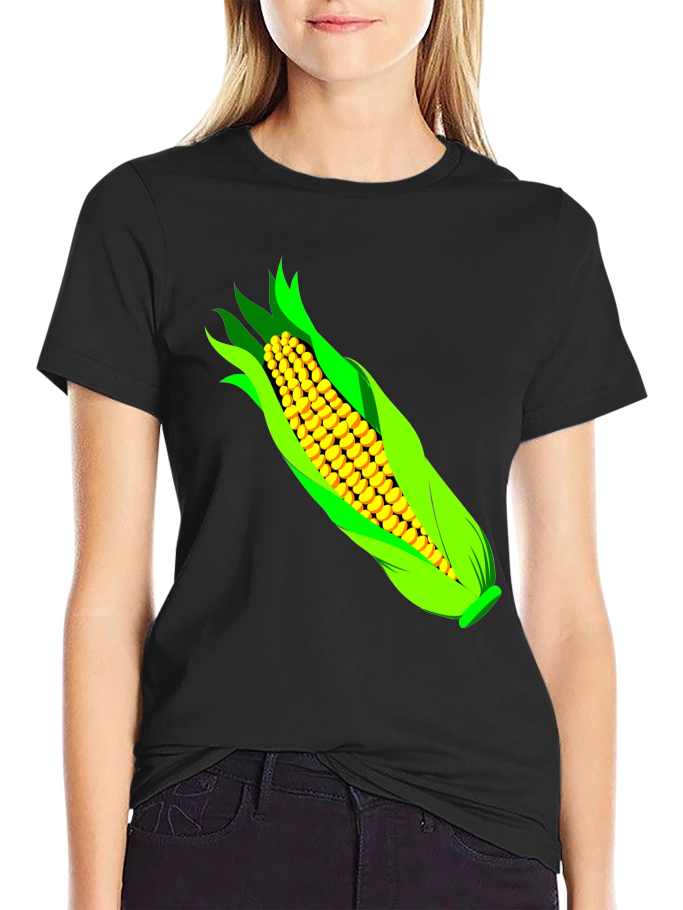 Black Corn Graphic T-Shirt - Black Cotton Tee view 2