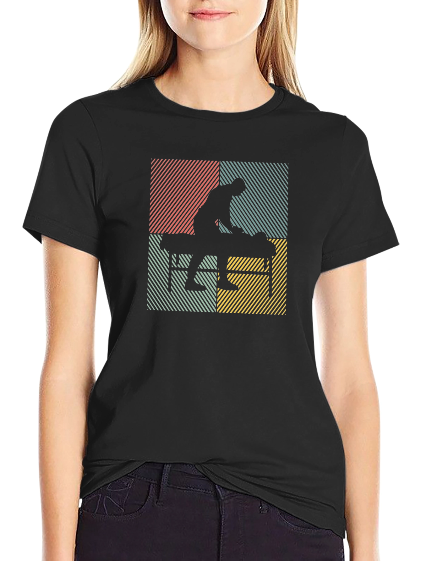 Black Massage Therapist Retro Style T-Shirt view 2