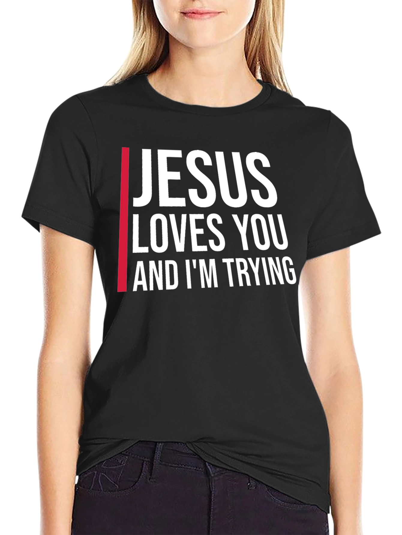 Black Jesus Loves You Graphic Tee - Black view 2
