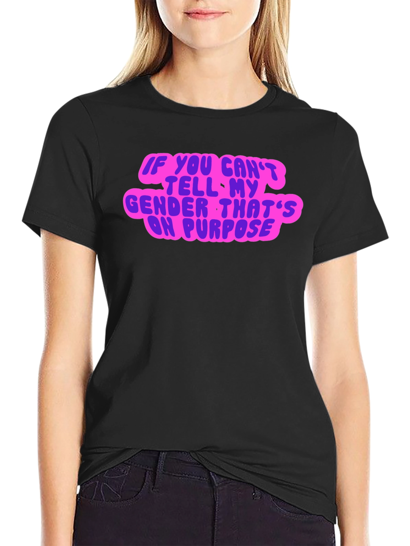 Black Gender Neutral Statement Tee - Black view 2