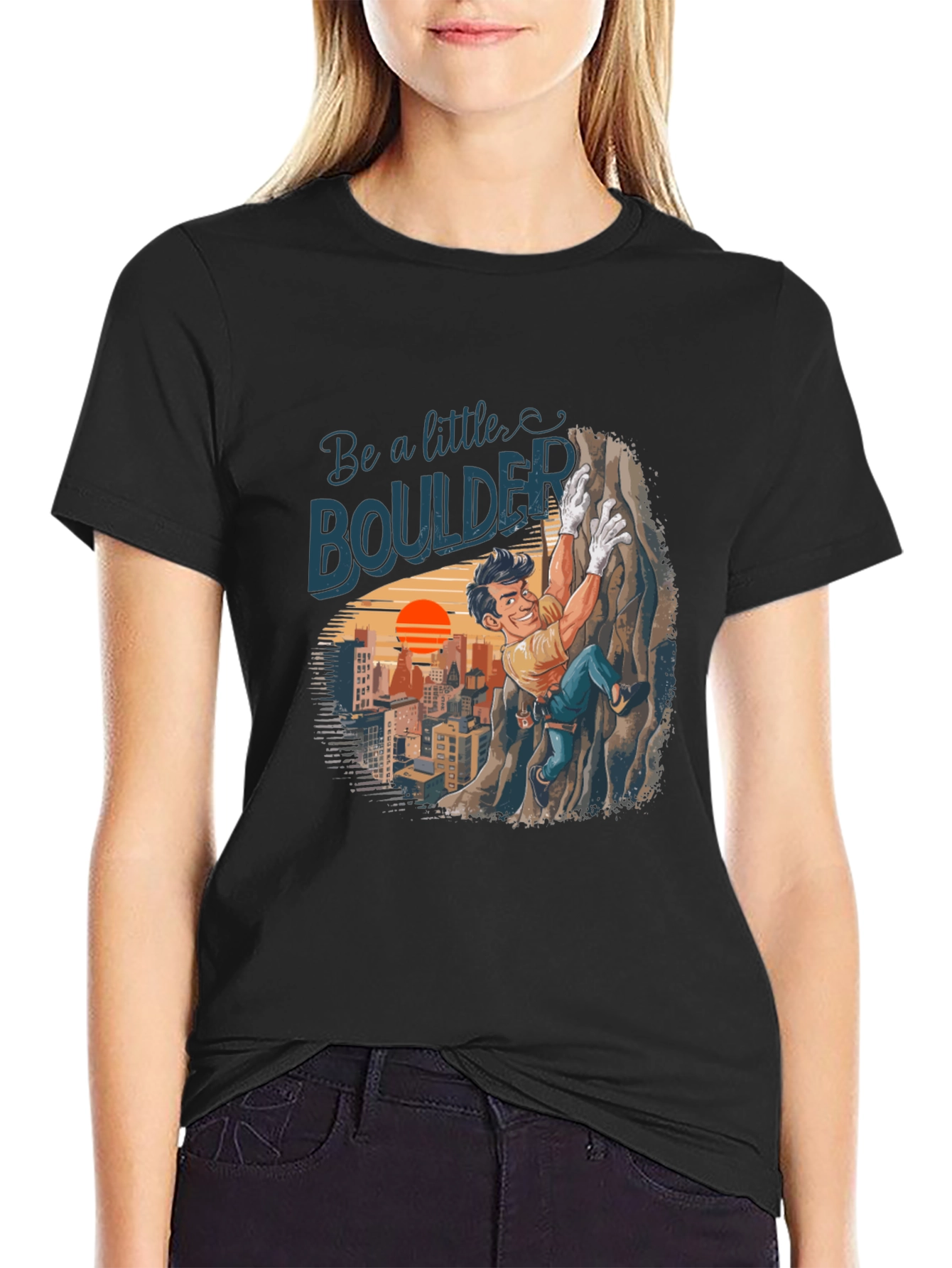 Black Be a Little Boulder Climbing T-Shirt view 2