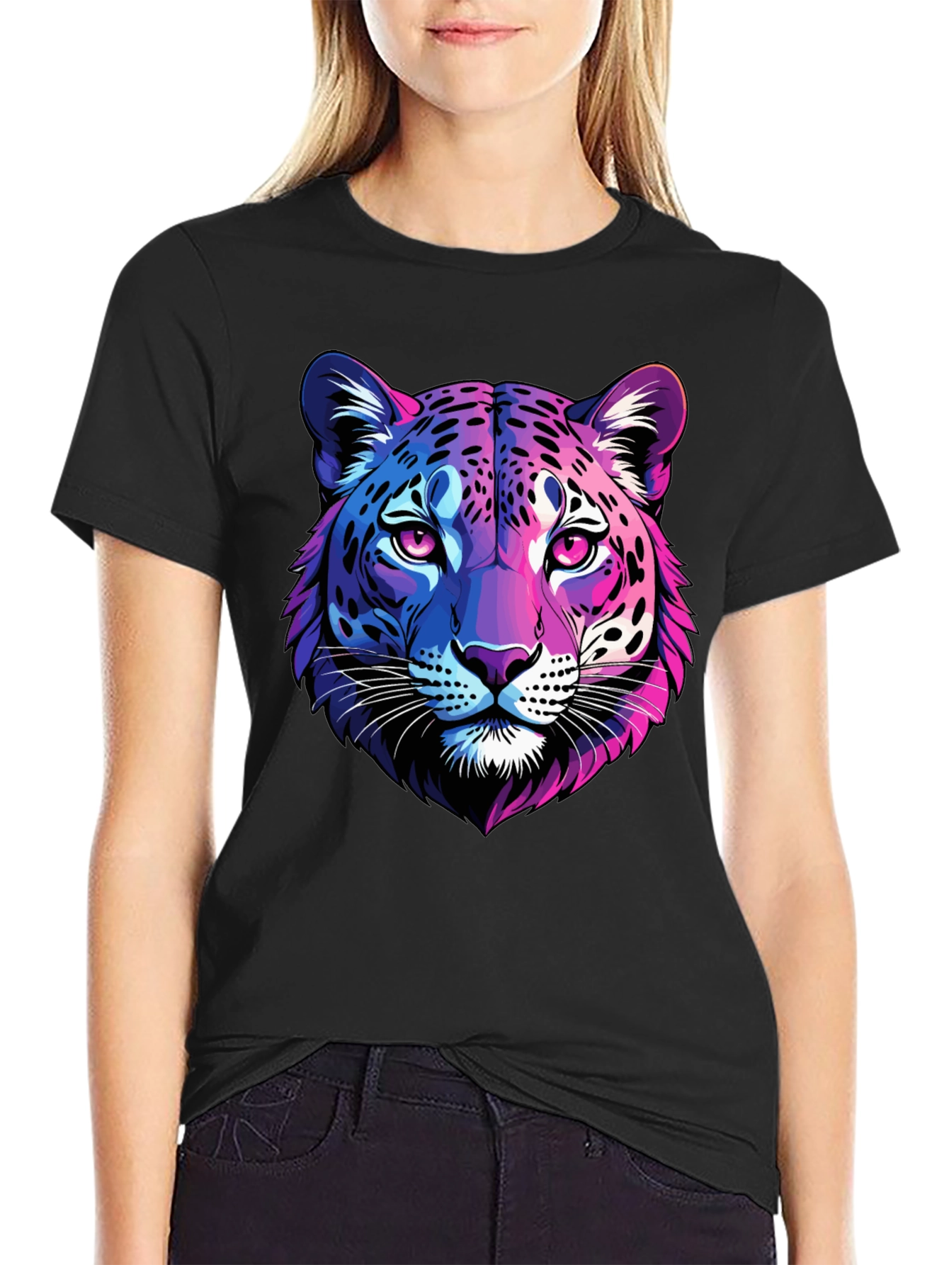 Black Neon Leopard Graphic Tee - Men's Black T-Shirt view 2