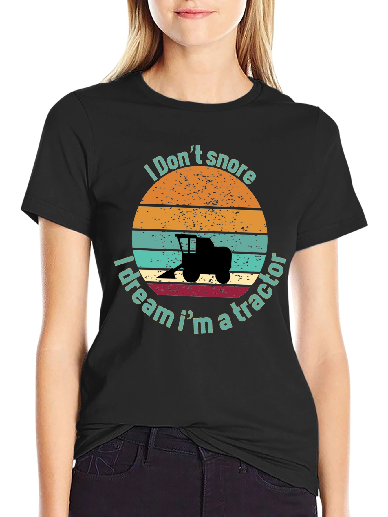 Black I Don't Snore I Dream I'm A Tractor T-Shirt view 2