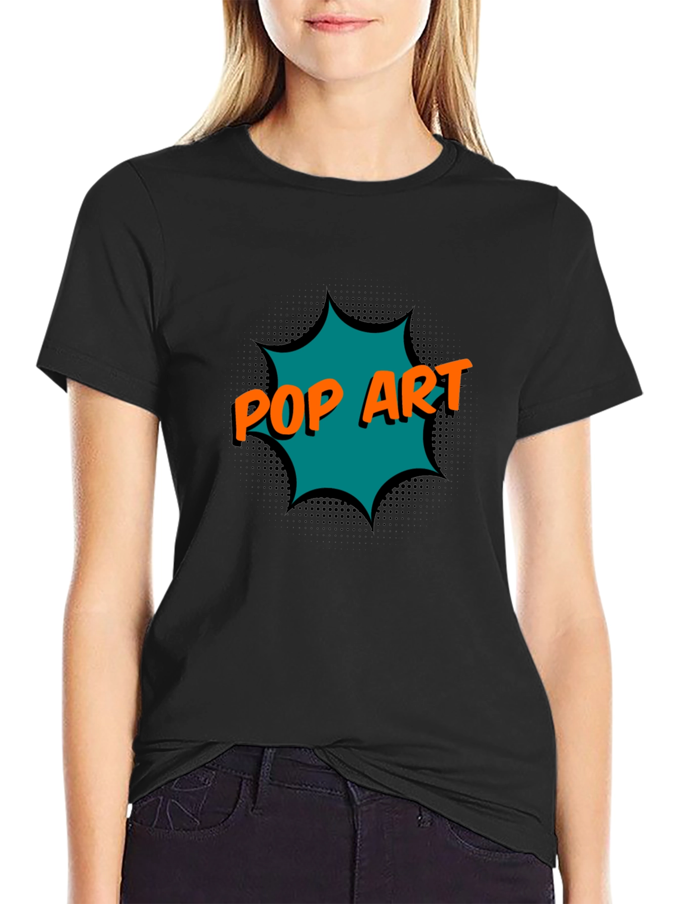Black Pop Art Graphic Black T-Shirt view 2