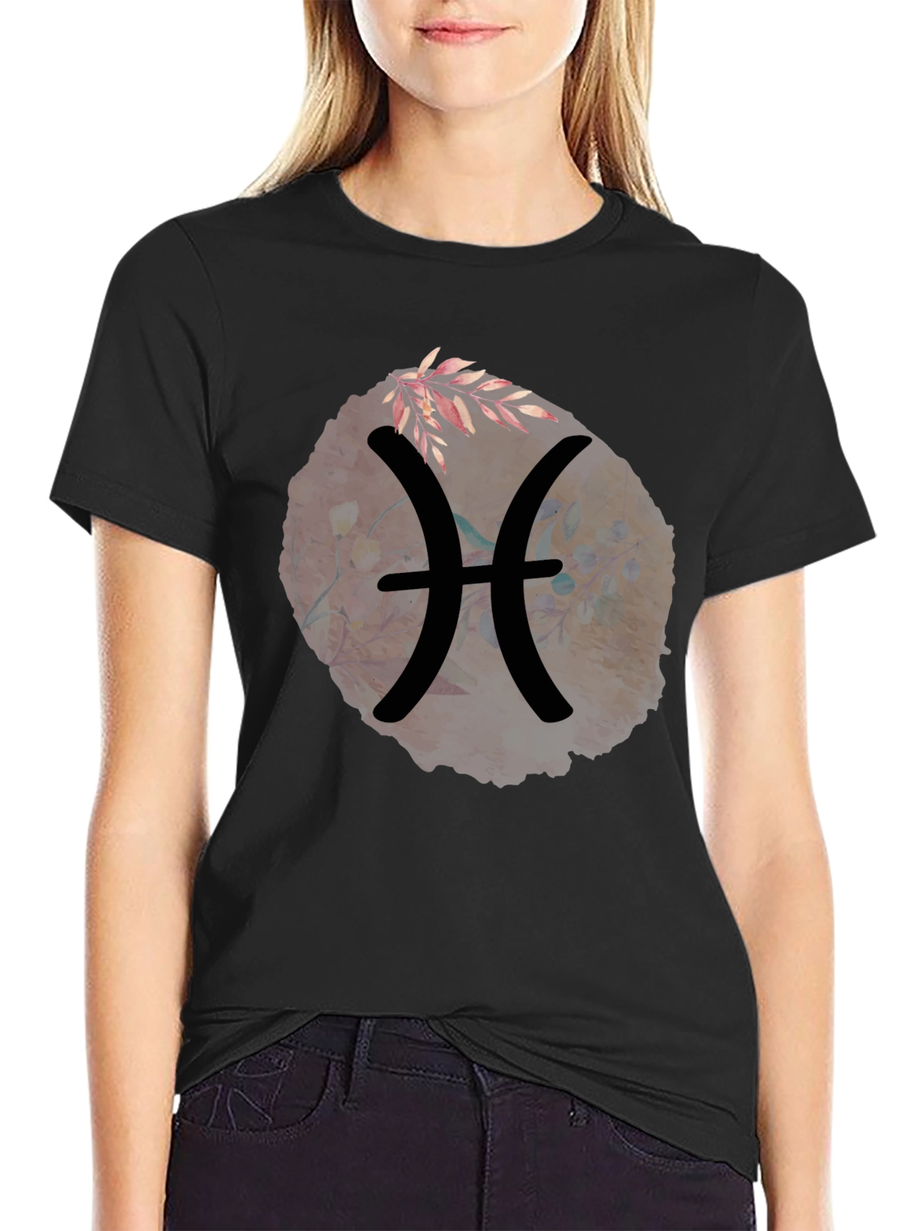 Black Pisces Zodiac Sign Graphic T-Shirt view 2