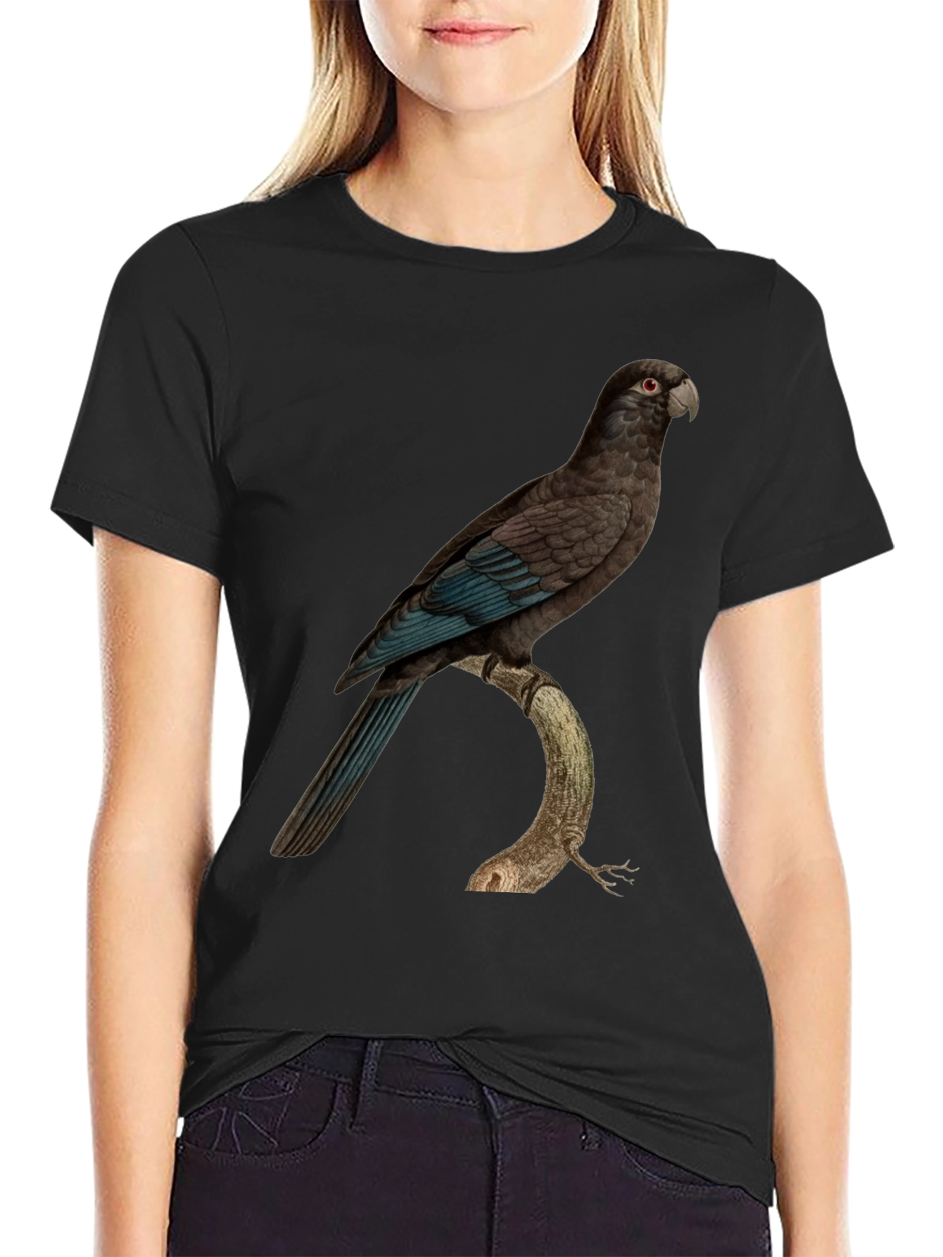 Black Parrot Graphic Print Black T-Shirt view 2
