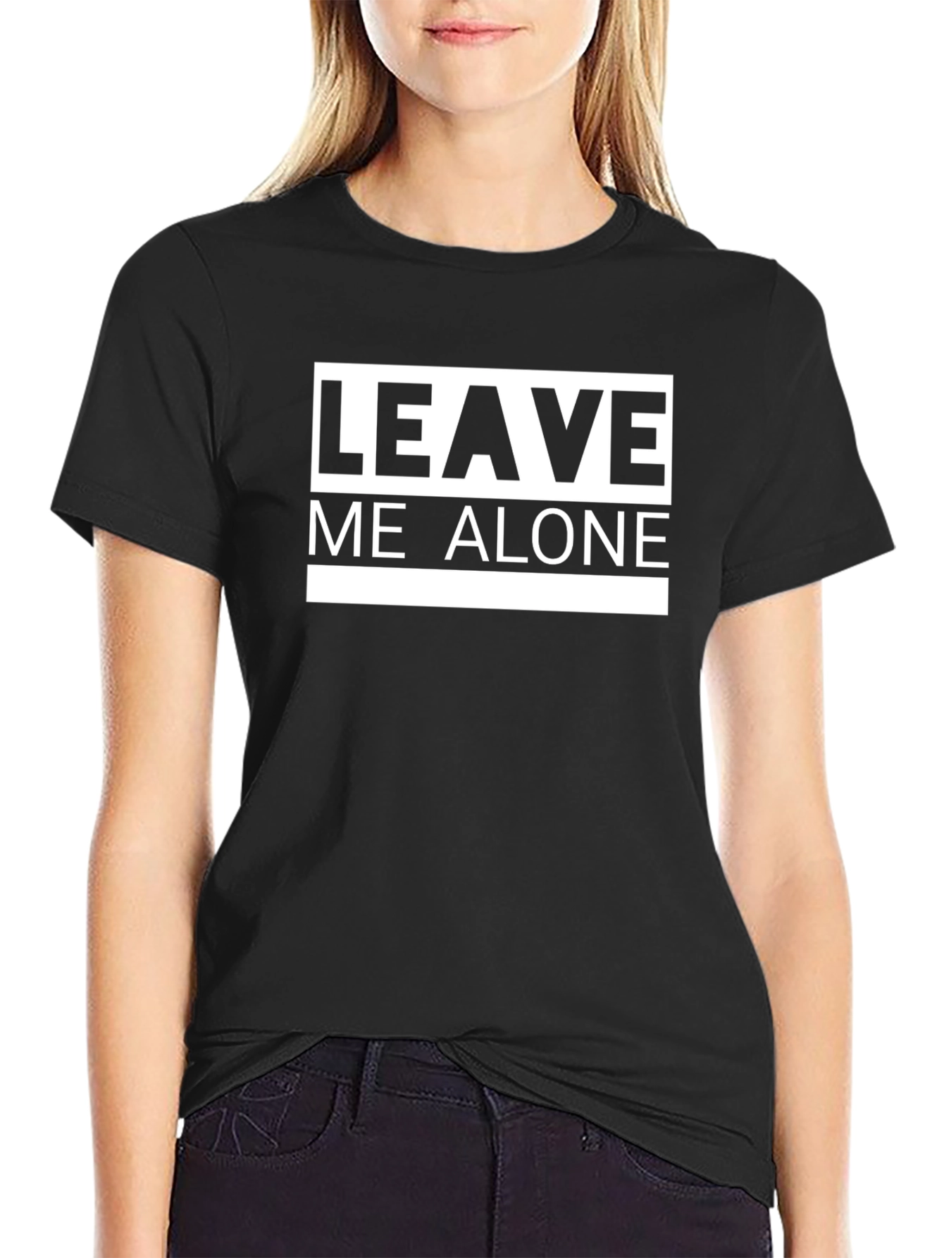 Black Leave Me Alone Black T-Shirt - Bold Graphic Tee view 2