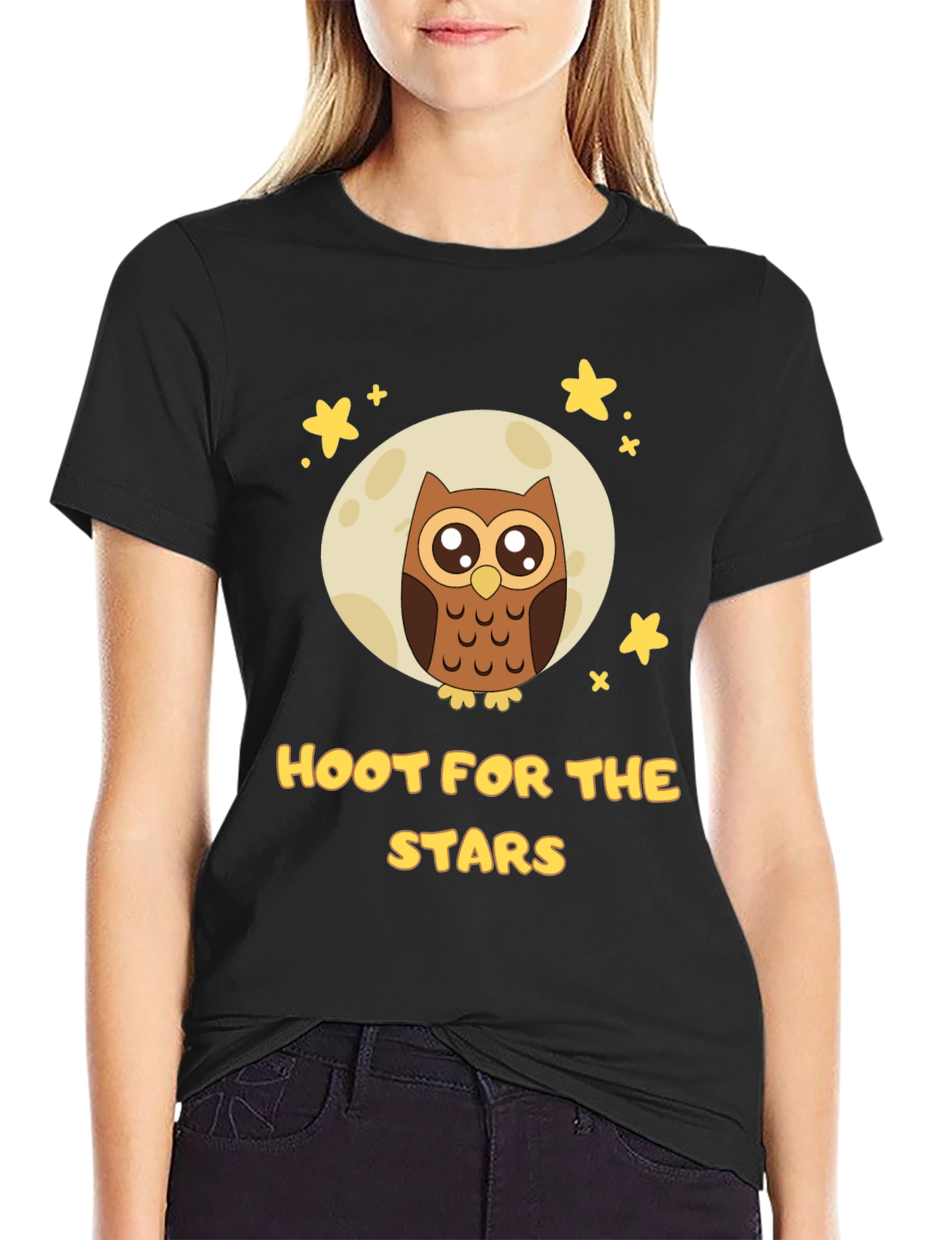 Black Hoot For The Stars Owl Graphic T-Shirt view 2