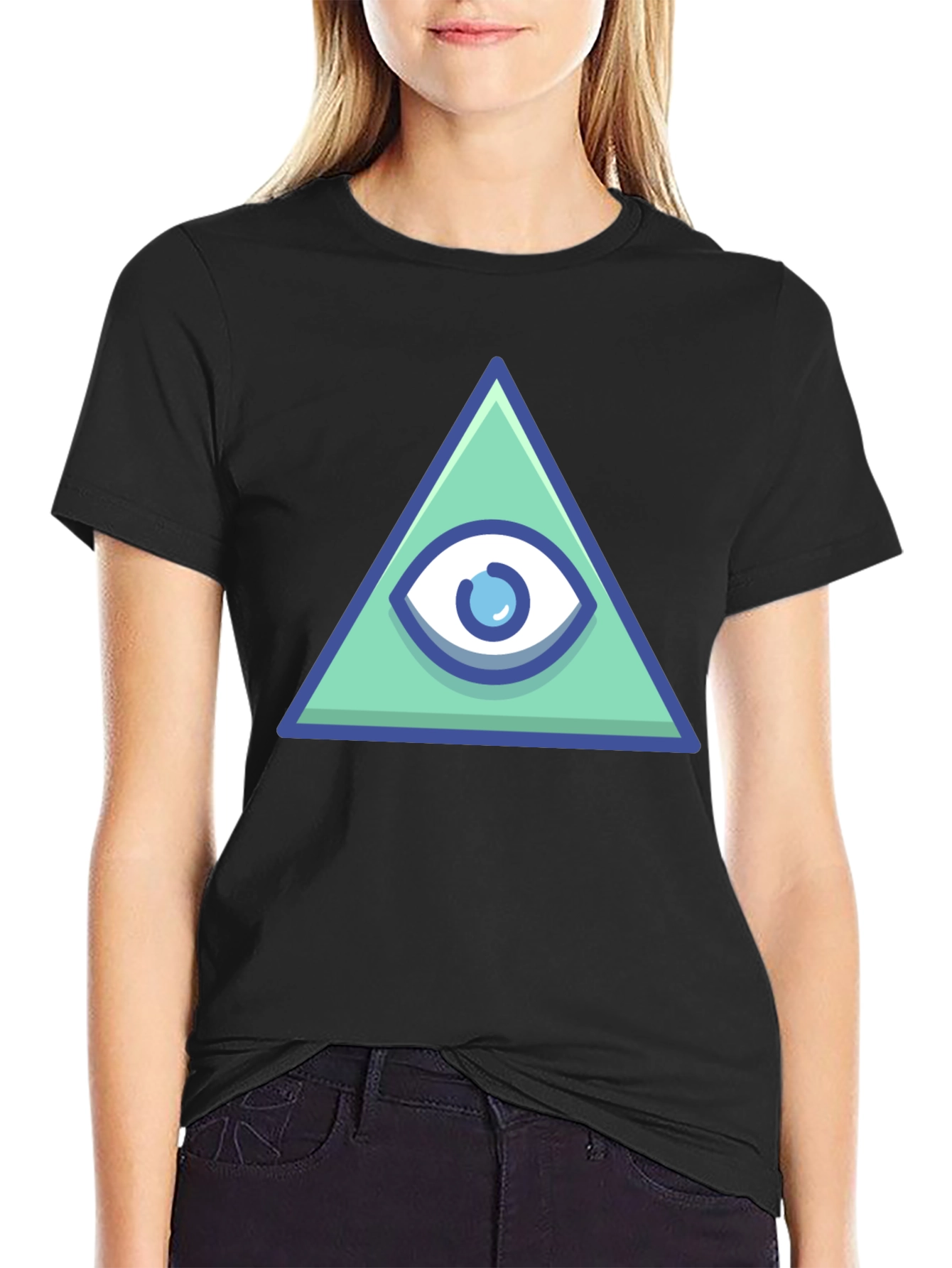 Black All Seeing Eye Pyramid Graphic Tee - Black view 2