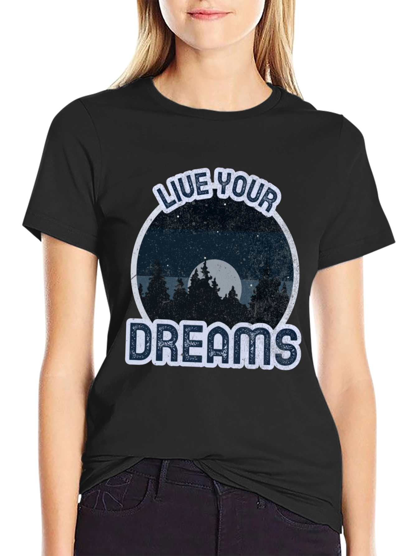Black Live Your Dreams Graphic Tee -  Nature Lover T-Shirt view 2