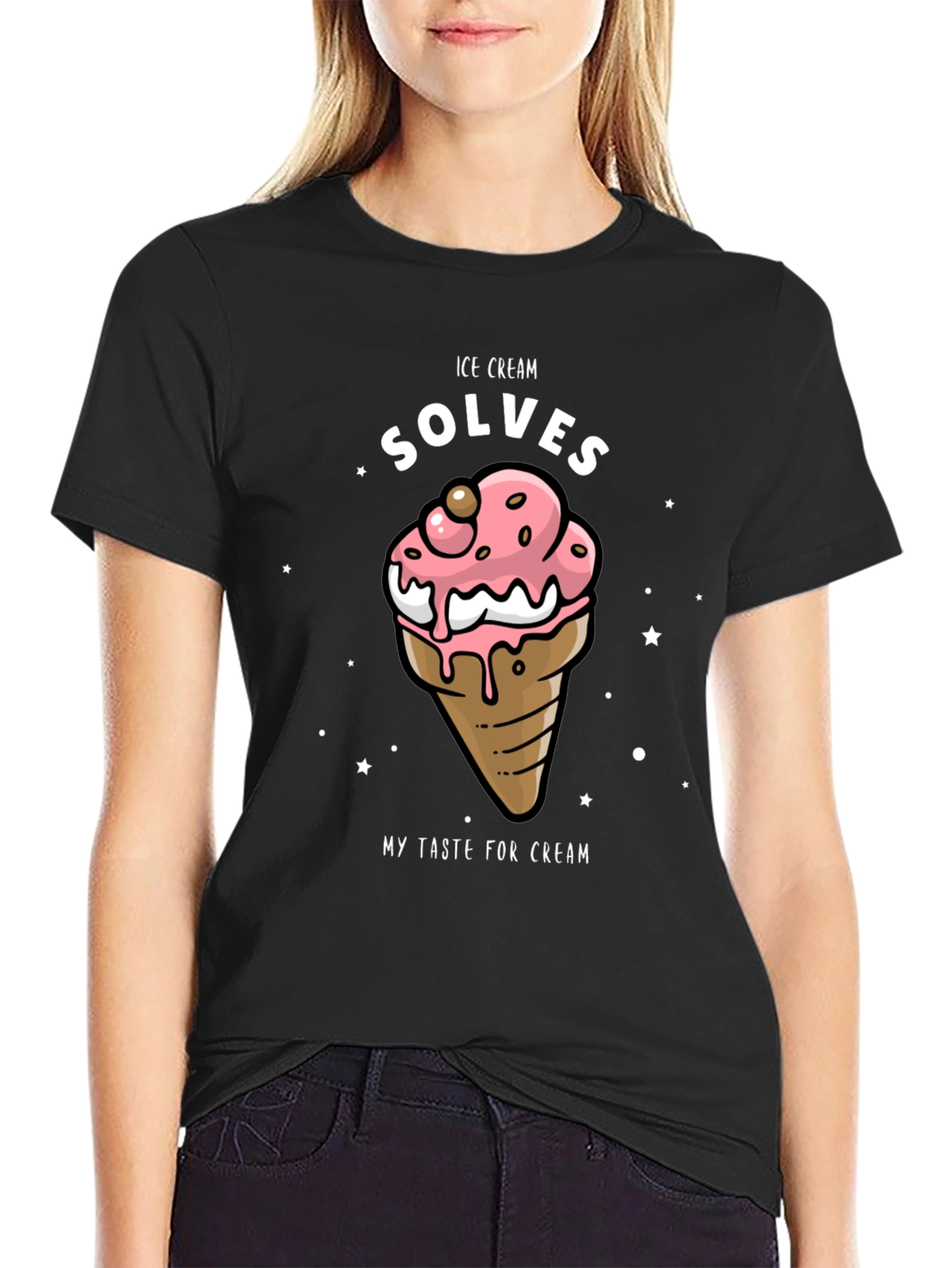 Black Ice Cream Solves Taste T-Shirt view 2