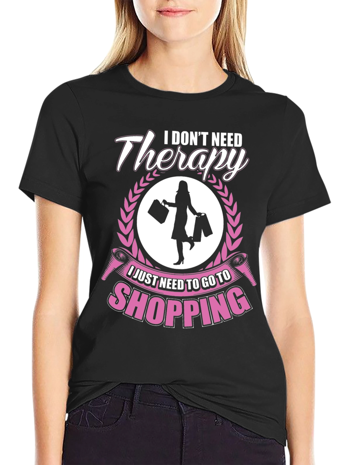 Black Shopping Therapy Tee view 2