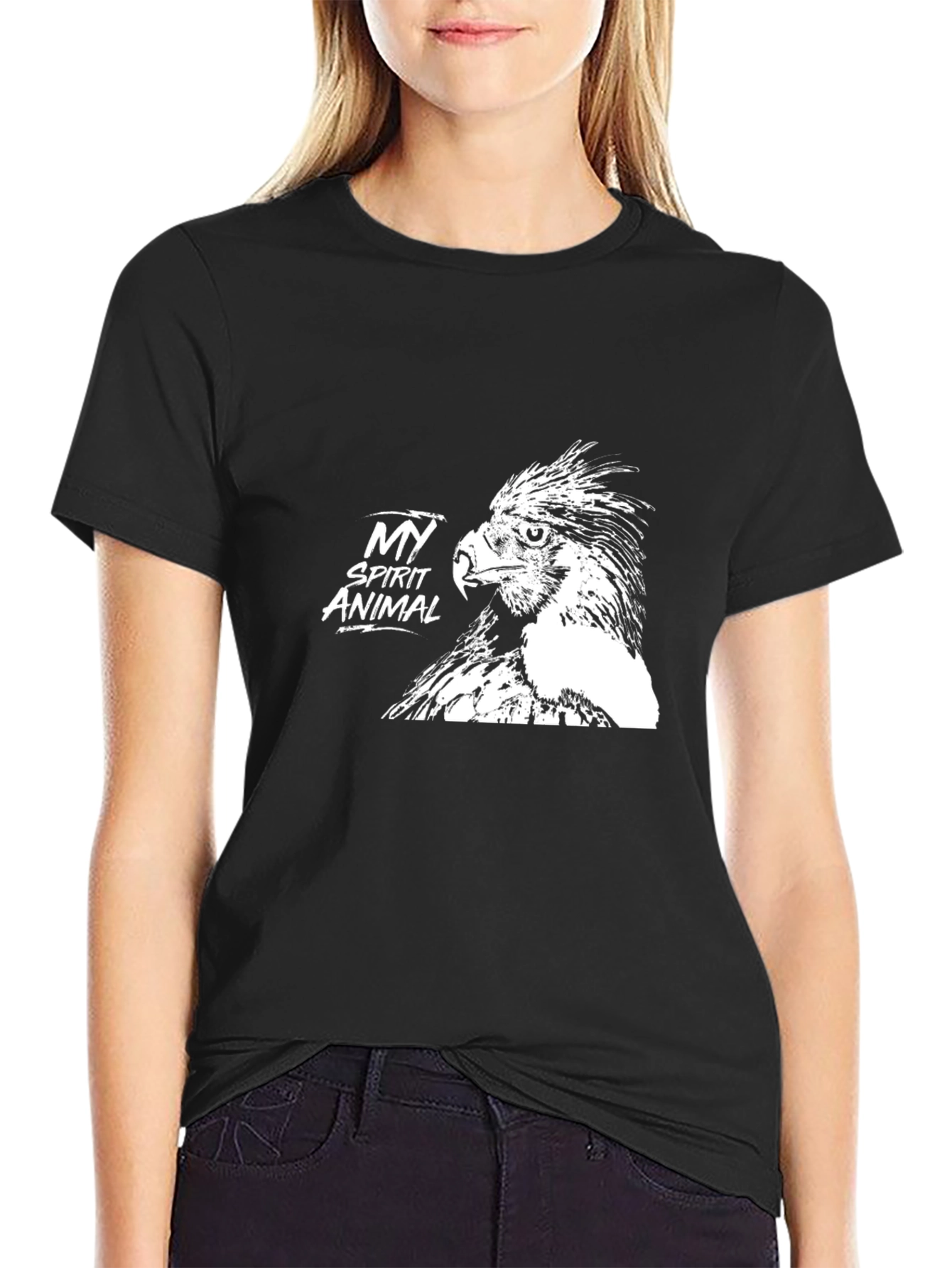Black My Spirit Animal Eagle Black T-Shirt view 2