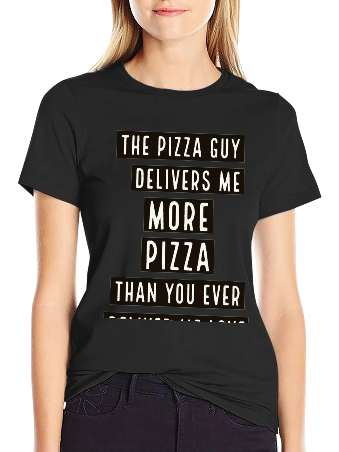 Black Pizza Guy T-Shirt: Delivers More Pizza Than You view 2