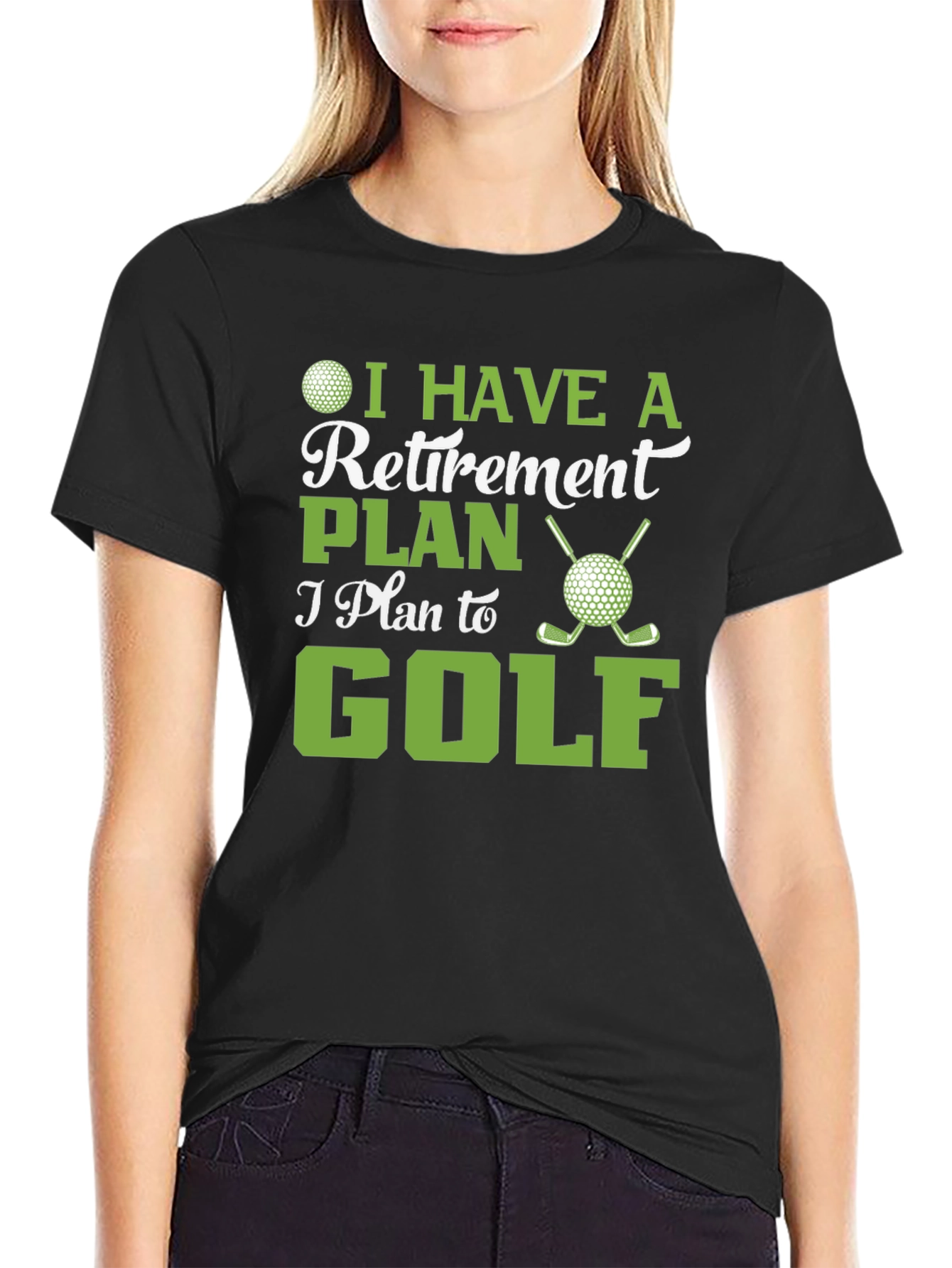 Black Retirement Plan Golf T-Shirt view 2