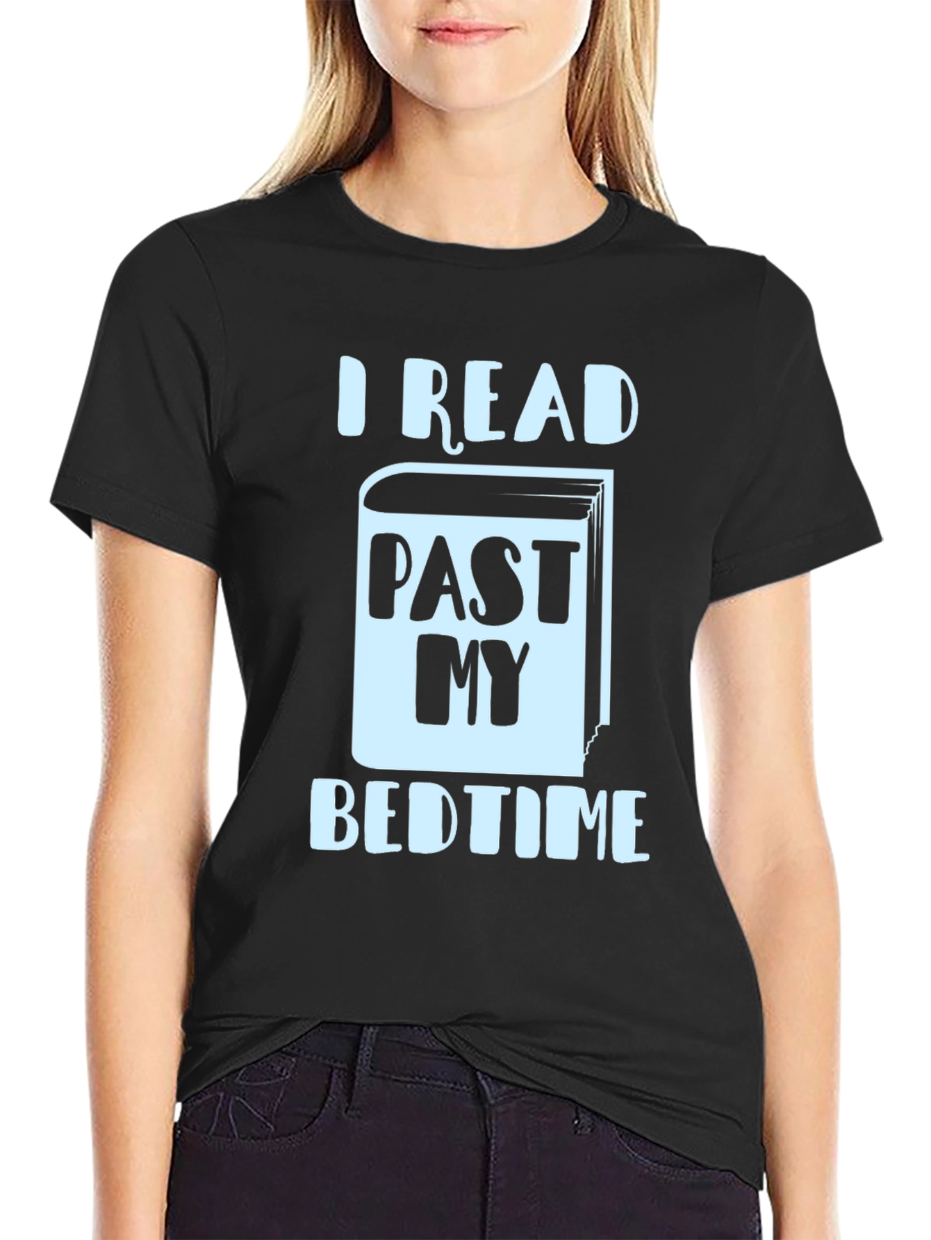Black I Read Past My Bedtime Novelty T-Shirt view 2