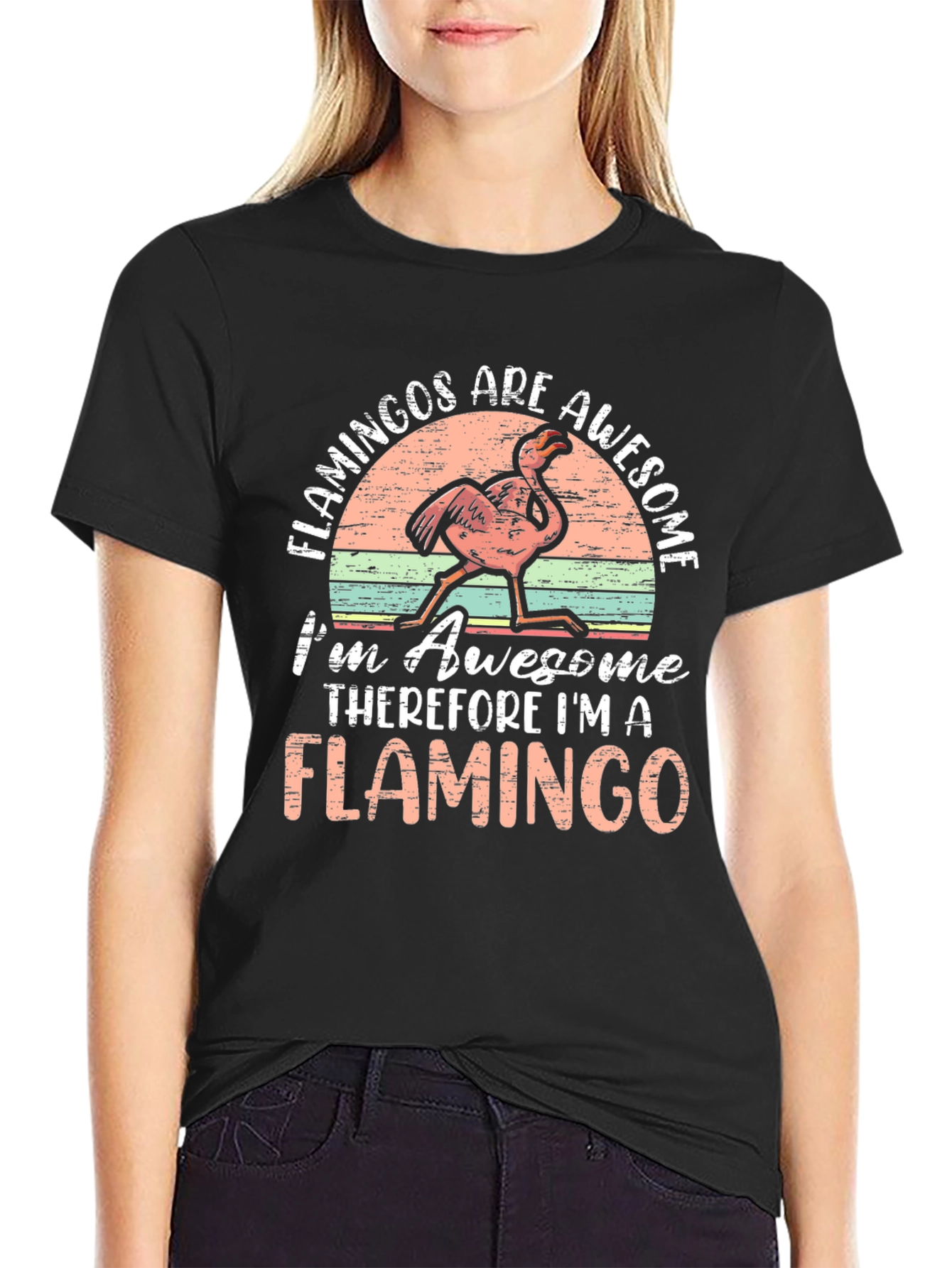 Black Flamingos are Awesome T-Shirt view 2