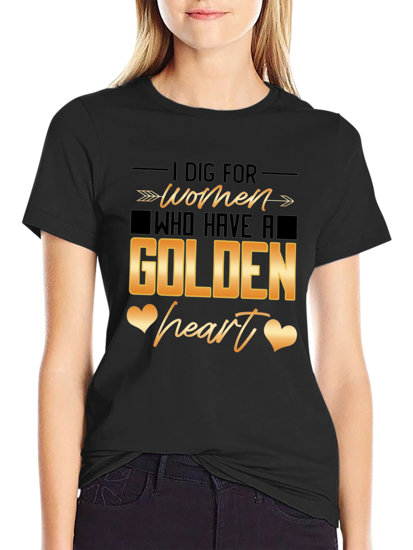 Black Golden Heart Women's Tee view 2