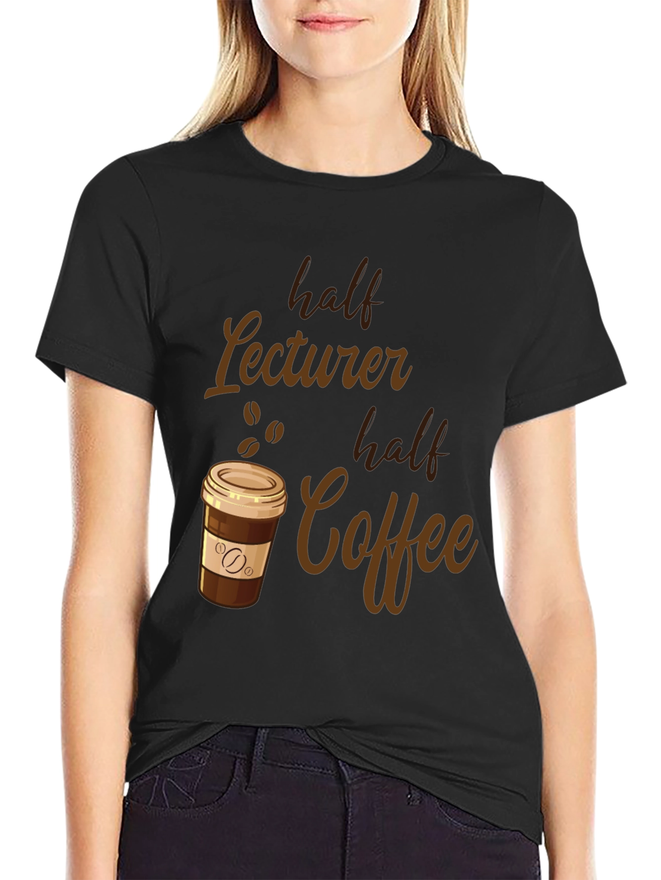 Black Half Lecturer, Half Coffee Funny T-Shirt view 2